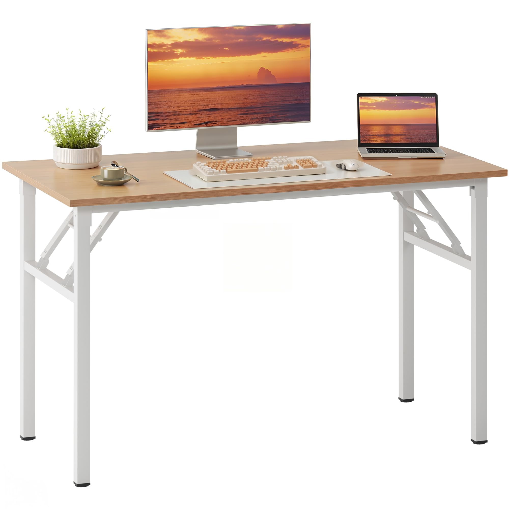 Need Office Computer Desk - 47.2L Sturdy and Heavy Duty Folding Laptop Table,Writing Table/Home Office Desk/Sewing Table,No Assembly Required,Rustic Brown AC5FB(120 * 60)