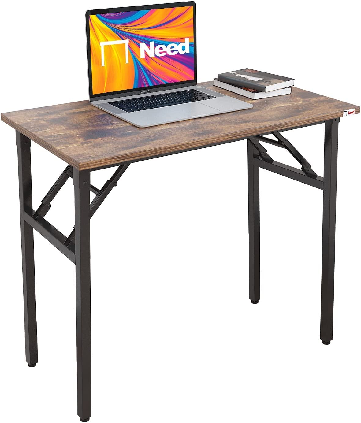 Need Office Computer Desk - 47.2L Sturdy and Heavy Duty Folding Laptop Table,Writing Table/Home Office Desk/Sewing Table,No Assembly Required,Rustic Brown AC5FB(120 * 60)