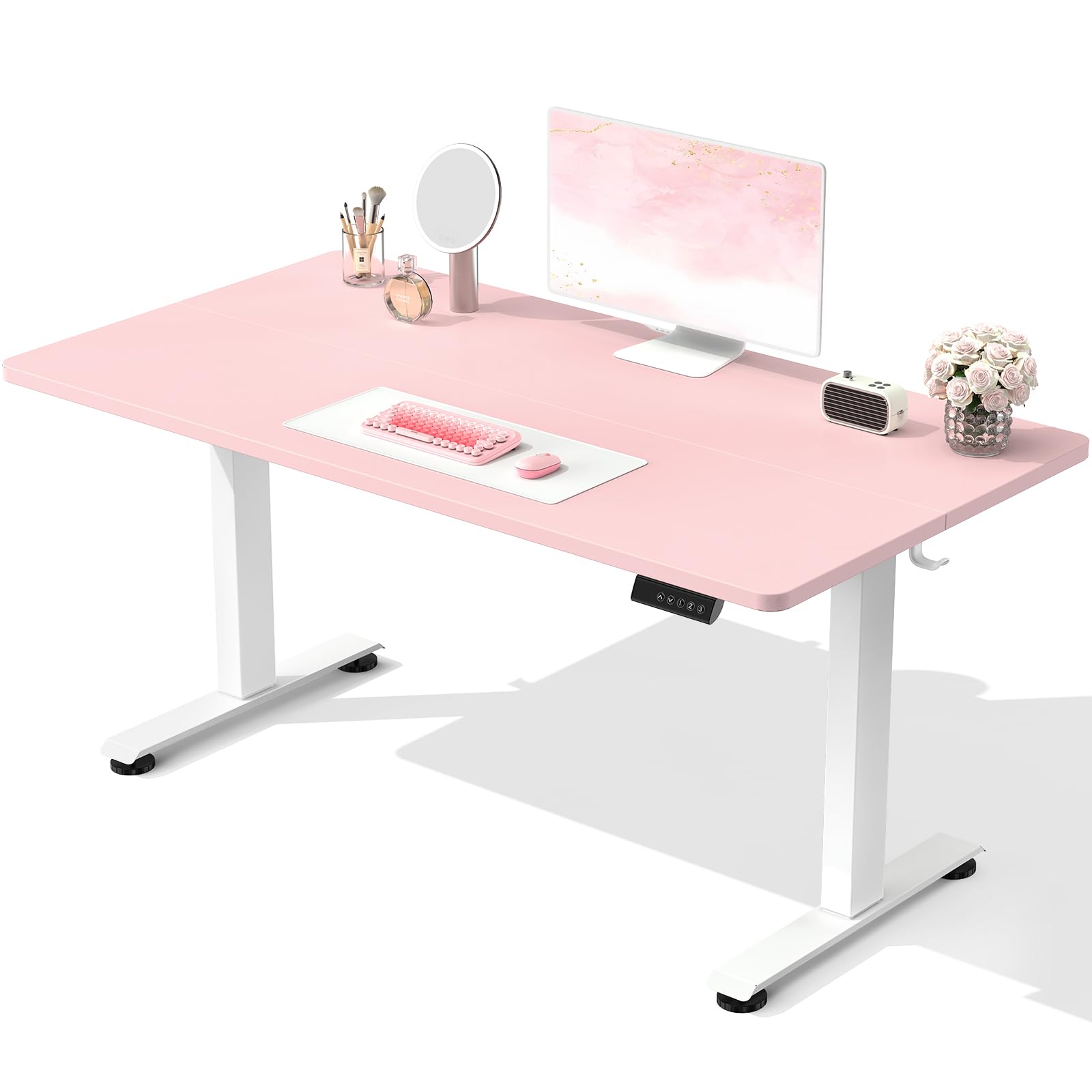 Veken 47.2" Standing Desk, Adjustable Height Office Desk with Wood Desktop, Computer Table for Home Work, Study and Gaming, Small Spaces, Modern Furniture, Black