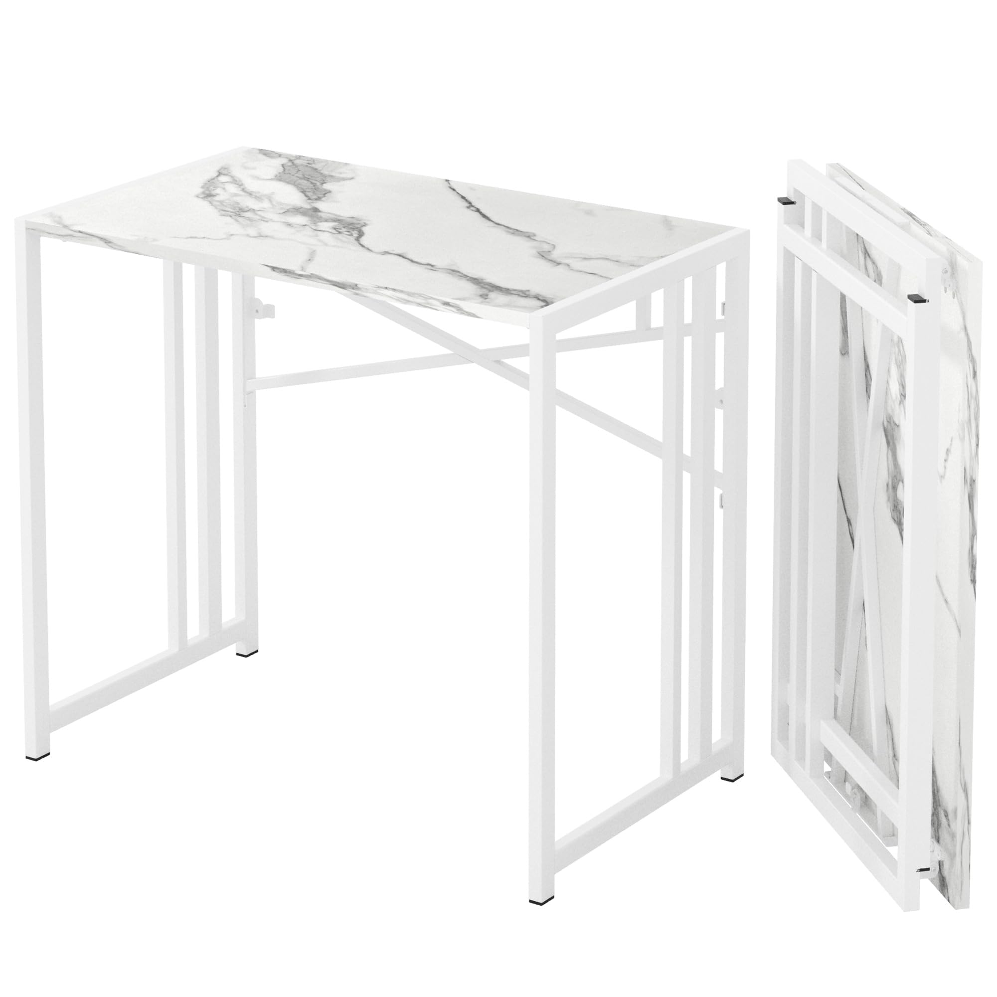 Lutown Teen Folding Computer Desk - 32 inch, Writing & Gaming, Small Space Office Desk, Black, No Assembly Required