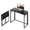 JOYMOOP 31.5" Folding Desk - Brown, No Assembly Small Foldable Desk for Home, Office, Wooden Top Folding Computer Desk for Working, Writing, Studying