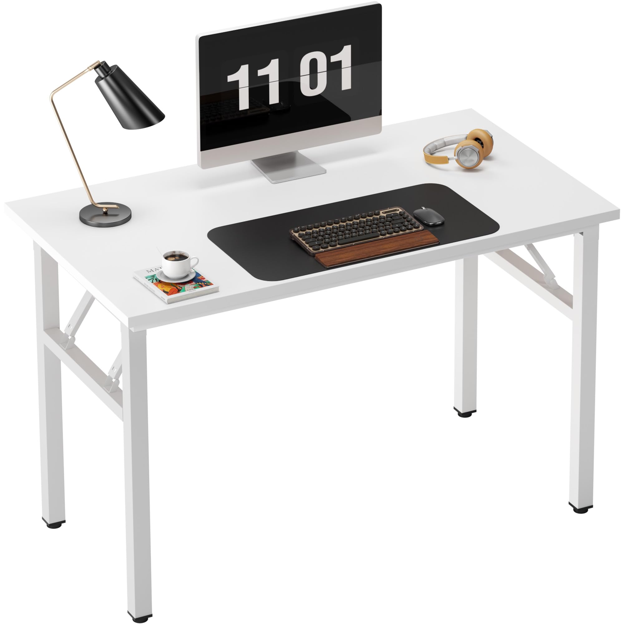 Need Folding Desk, 54 inch Large Computer Desk for Home Office, No Install Needed Study Student Writing Table Desk Workstation, Rustic Brown
