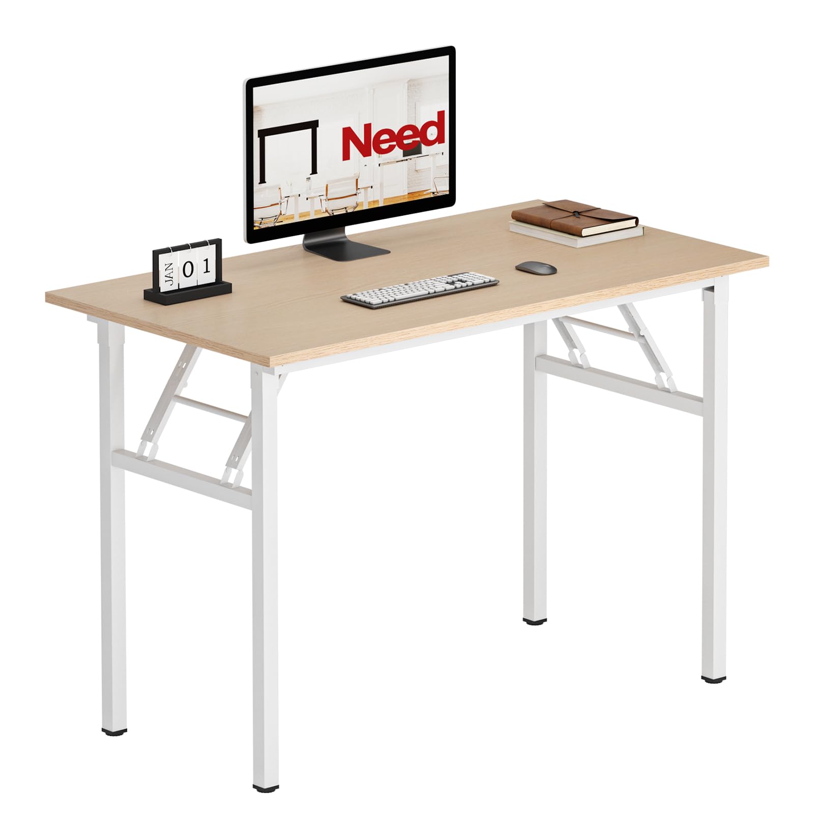 Need Office Computer Desk - 47.2L Sturdy and Heavy Duty Folding Laptop Table,Writing Table/Home Office Desk/Sewing Table,No Assembly Required,Rustic Brown AC5FB(120 * 60)