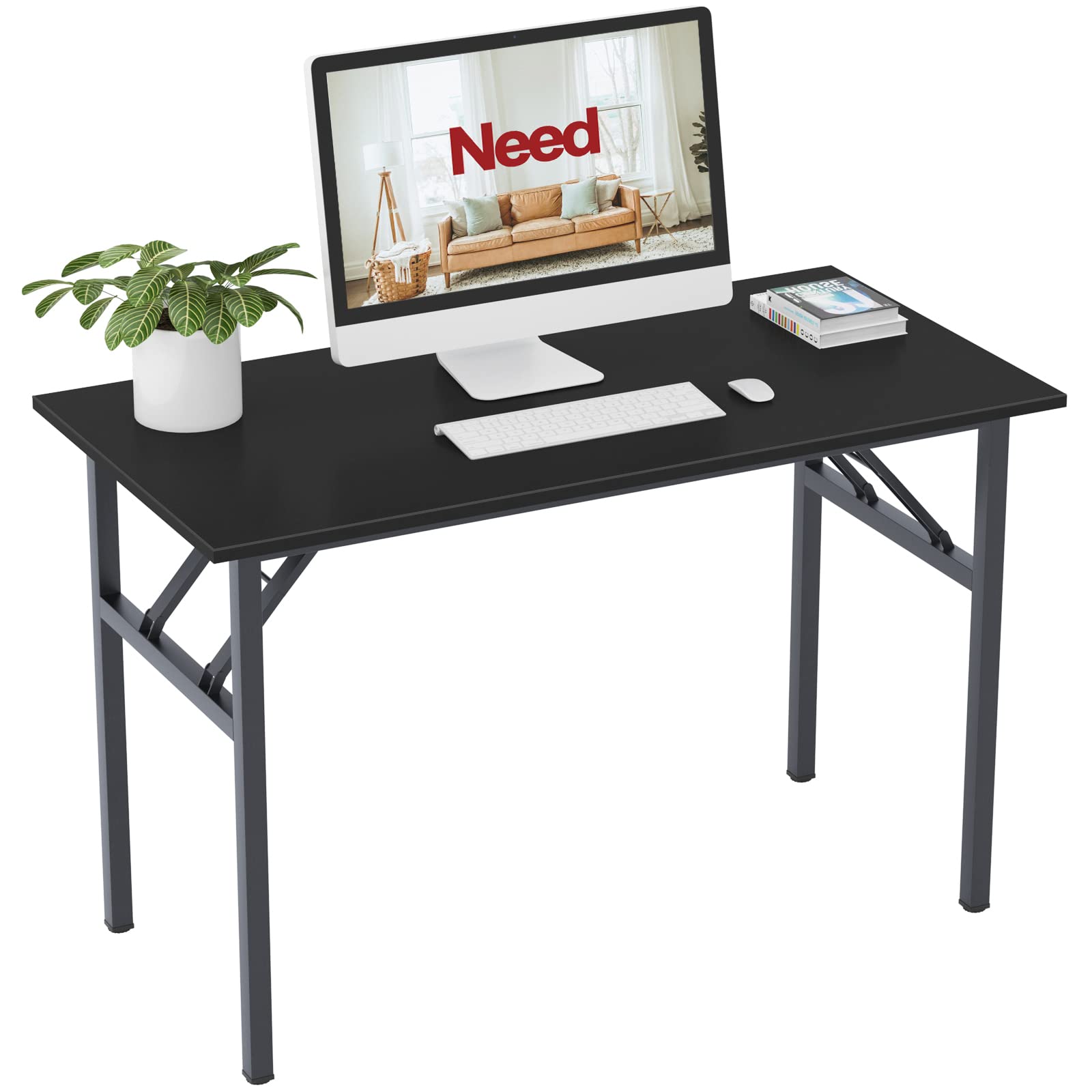 Need Office Computer Desk - 47.2L Sturdy and Heavy Duty Folding Laptop Table,Writing Table/Home Office Desk/Sewing Table,No Assembly Required,Rustic Brown AC5FB(120 * 60)