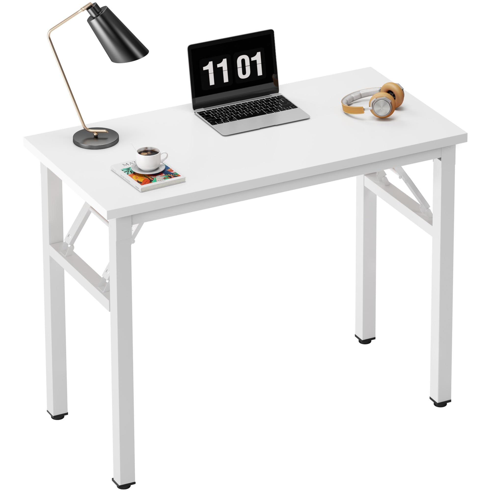 Need Folding Desk, 54 inch Large Computer Desk for Home Office, No Install Needed Study Student Writing Table Desk Workstation, Teak Black