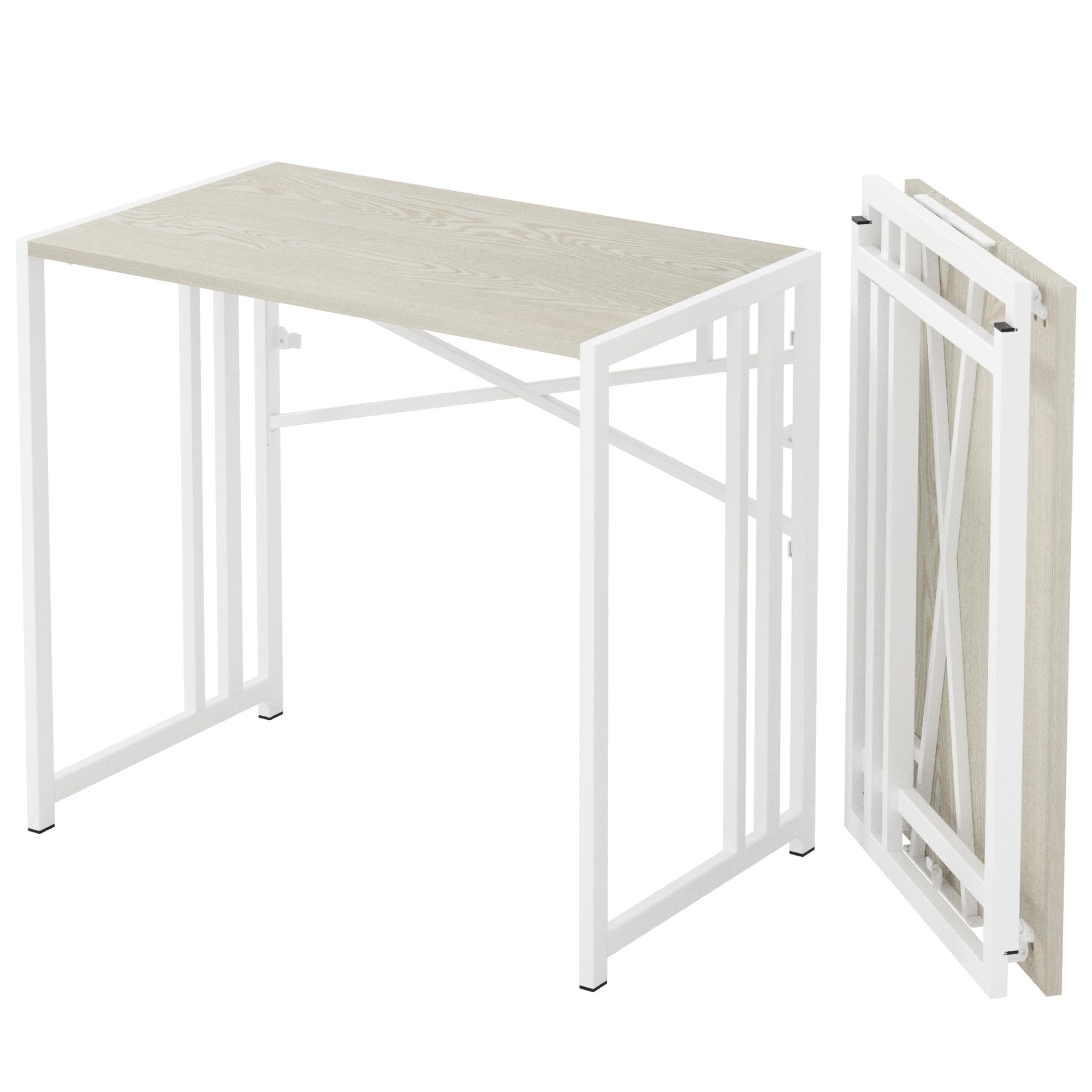Lutown Teen Folding Computer Desk - 32 inch, Writing & Gaming, Small Space Office Desk, Black, No Assembly Required