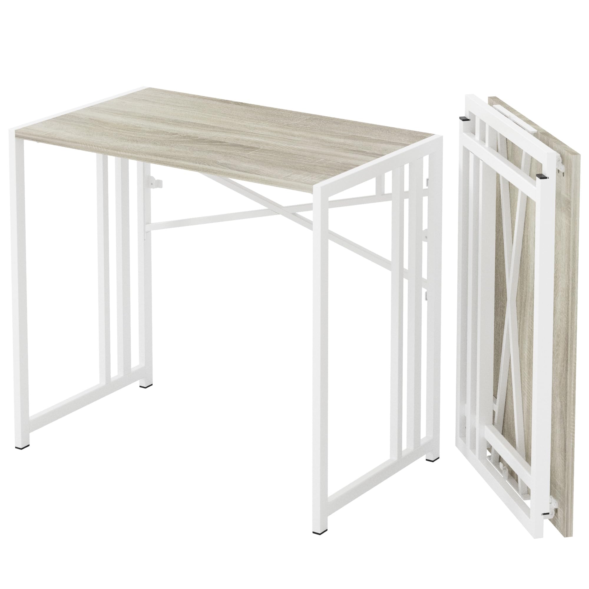 Lutown Teen Folding Computer Desk - 32 inch, Writing & Gaming, Small Space Office Desk, Black, No Assembly Required