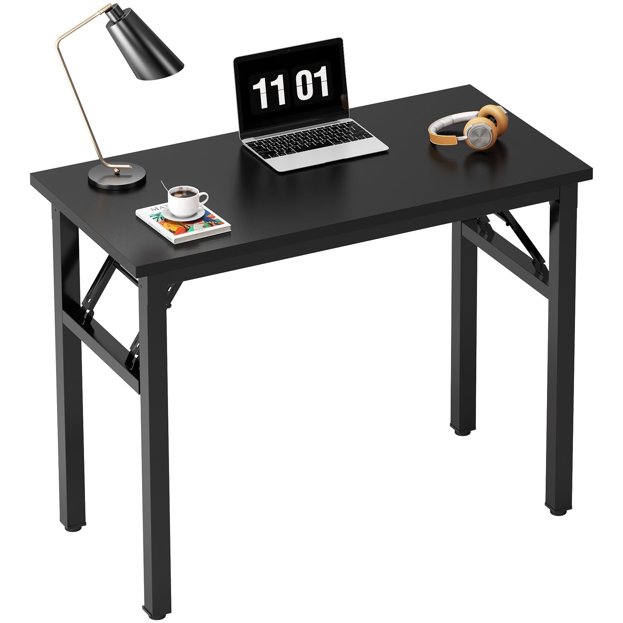 Need Folding Desk, 54 inch Large Computer Desk for Home Office, No Install Needed Study Student Writing Table Desk Workstation, Teak Black