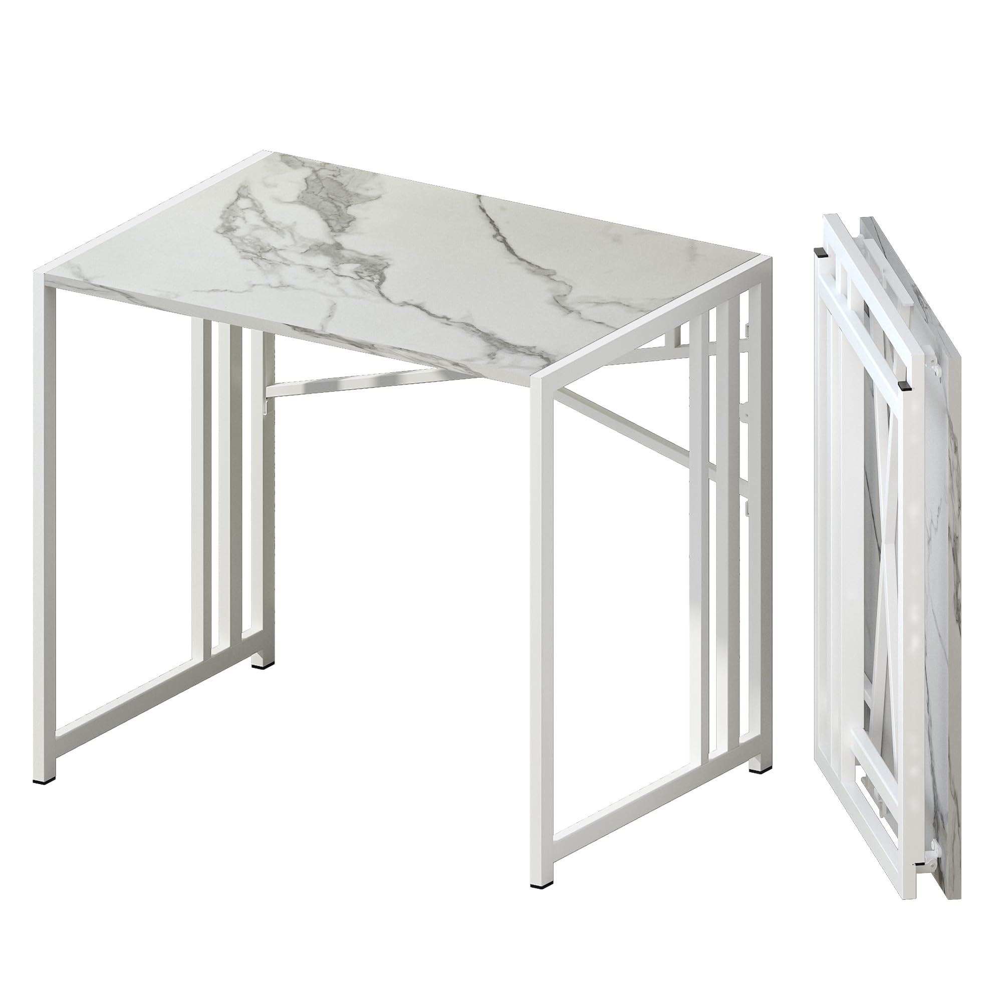 Lutown Teen Folding Computer Desk - 32 inch, Writing & Gaming, Small Space Office Desk, Black, No Assembly Required