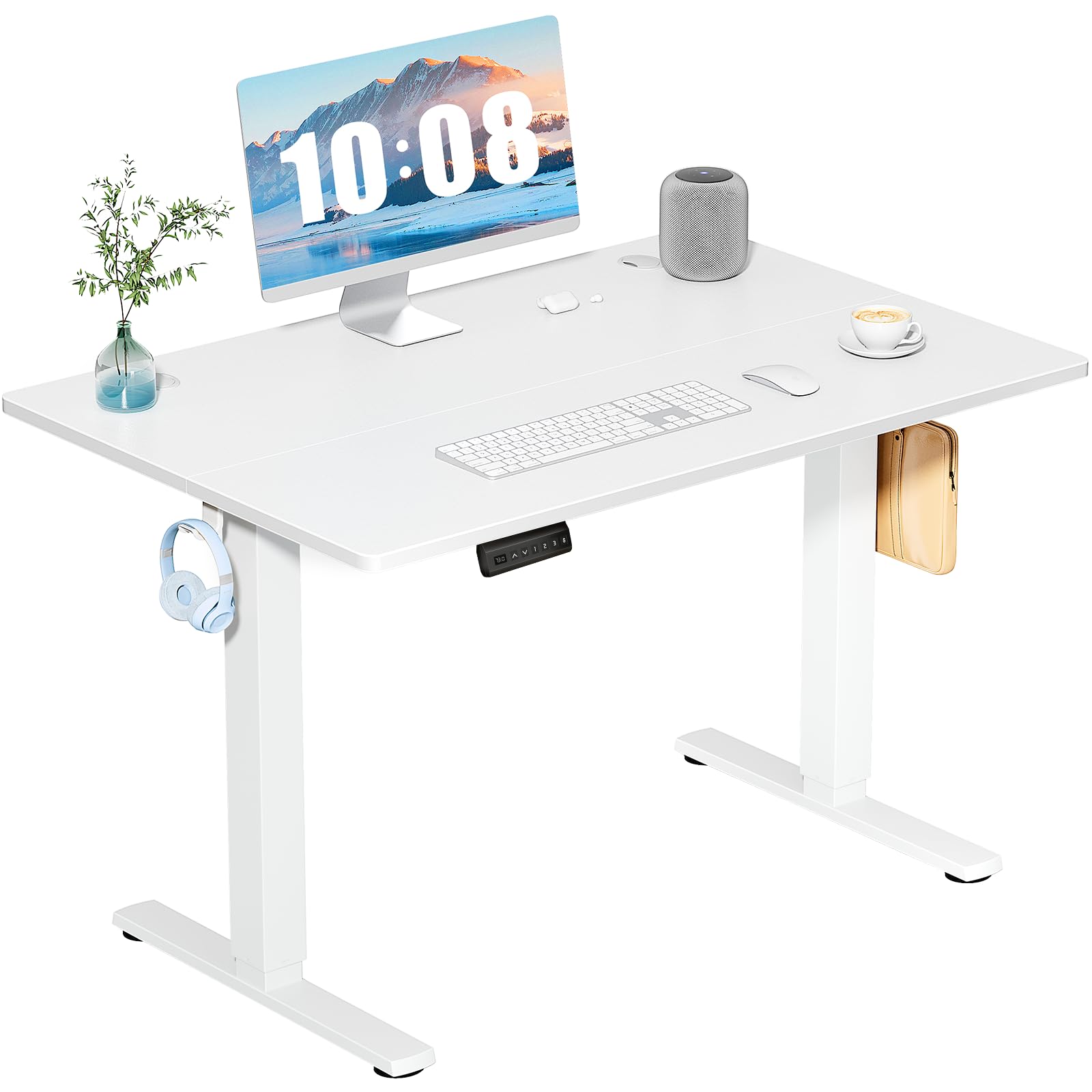 DUMOS 63 Inch Electric Standing Desk Height Adjustable, Sit to Stand Computer Workstations Large Work PC Table Home Office Writing Gaming Desks with Memory Presets for Walking Pad, Bedroom, Rustic