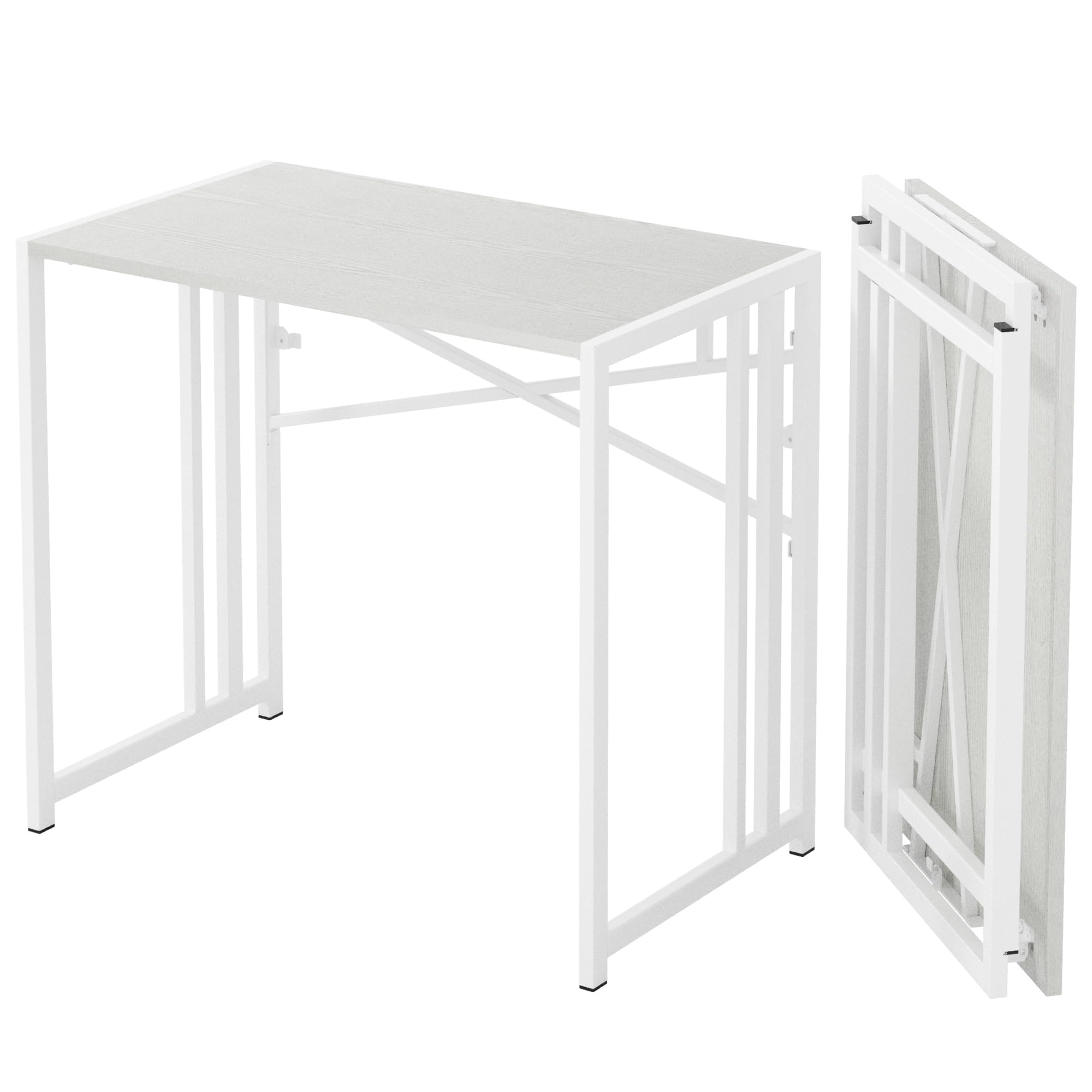 Lutown Teen Folding Computer Desk - 32 inch, Writing & Gaming, Small Space Office Desk, Black, No Assembly Required