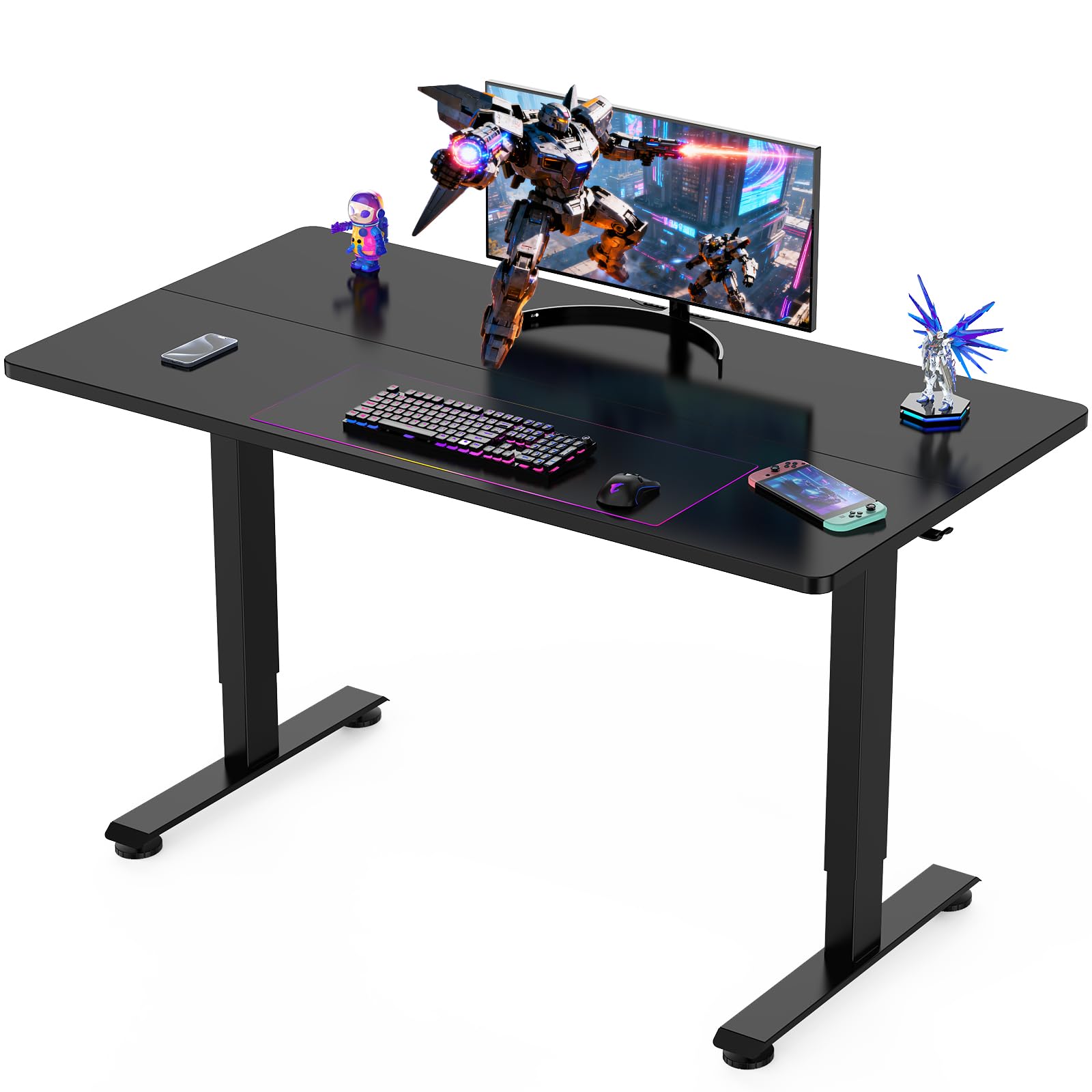 Veken 63x27.6 Inch Large Electric Standing Desk, Heights Adjustable,Sit to Stand Up, Work Home Office Computer Table for Walking Pad, Gifts for Dad, Wooden Desktop Desks, White