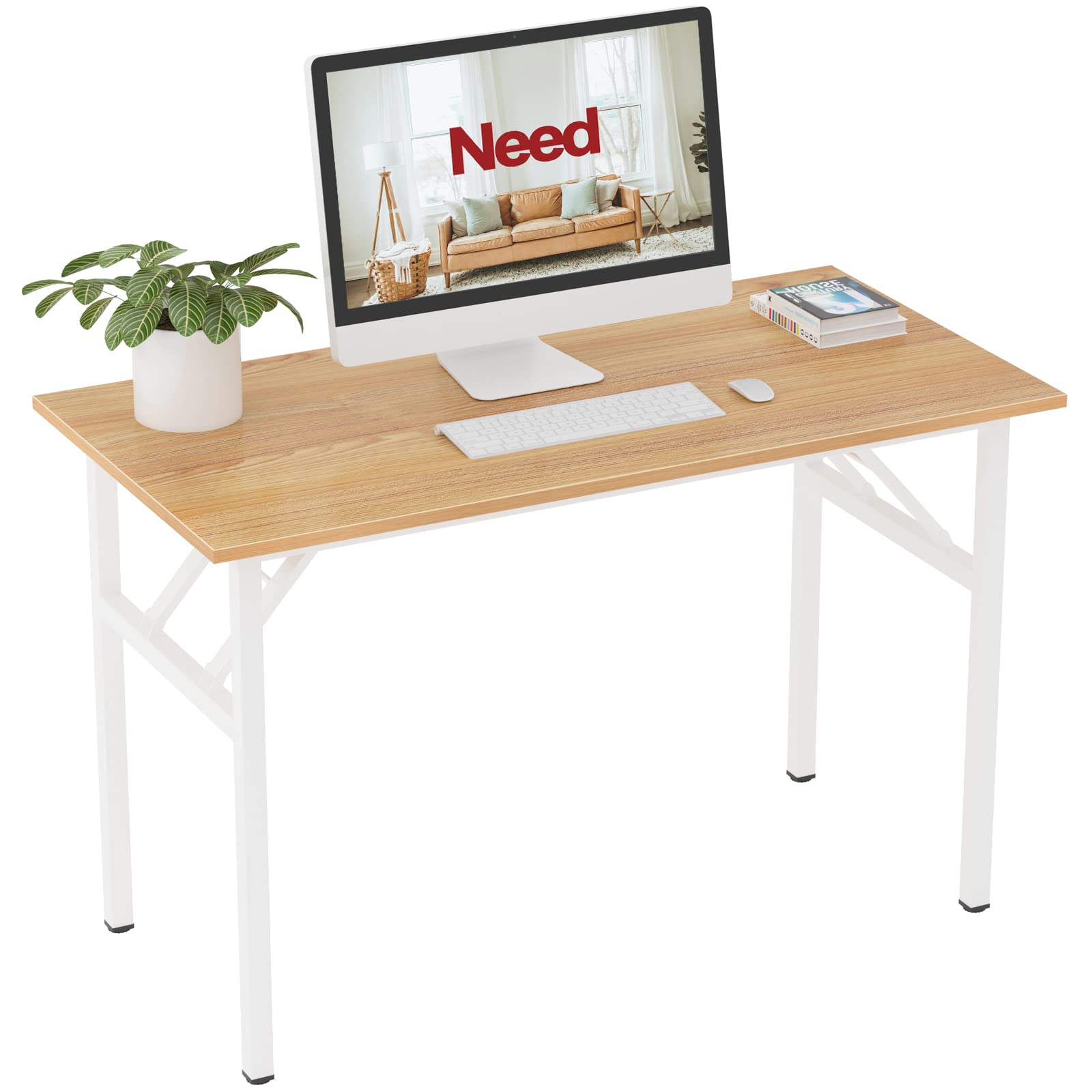 Need Office Computer Desk - 47.2L Sturdy and Heavy Duty Folding Laptop Table,Writing Table/Home Office Desk/Sewing Table,No Assembly Required,Rustic Brown AC5FB(120 * 60)