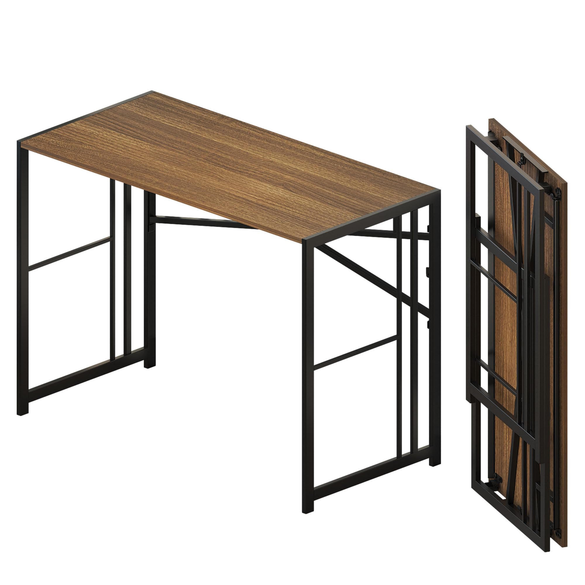 Lutown Teen Folding Computer Desk - 32 inch, Writing & Gaming, Small Space Office Desk, Black, No Assembly Required