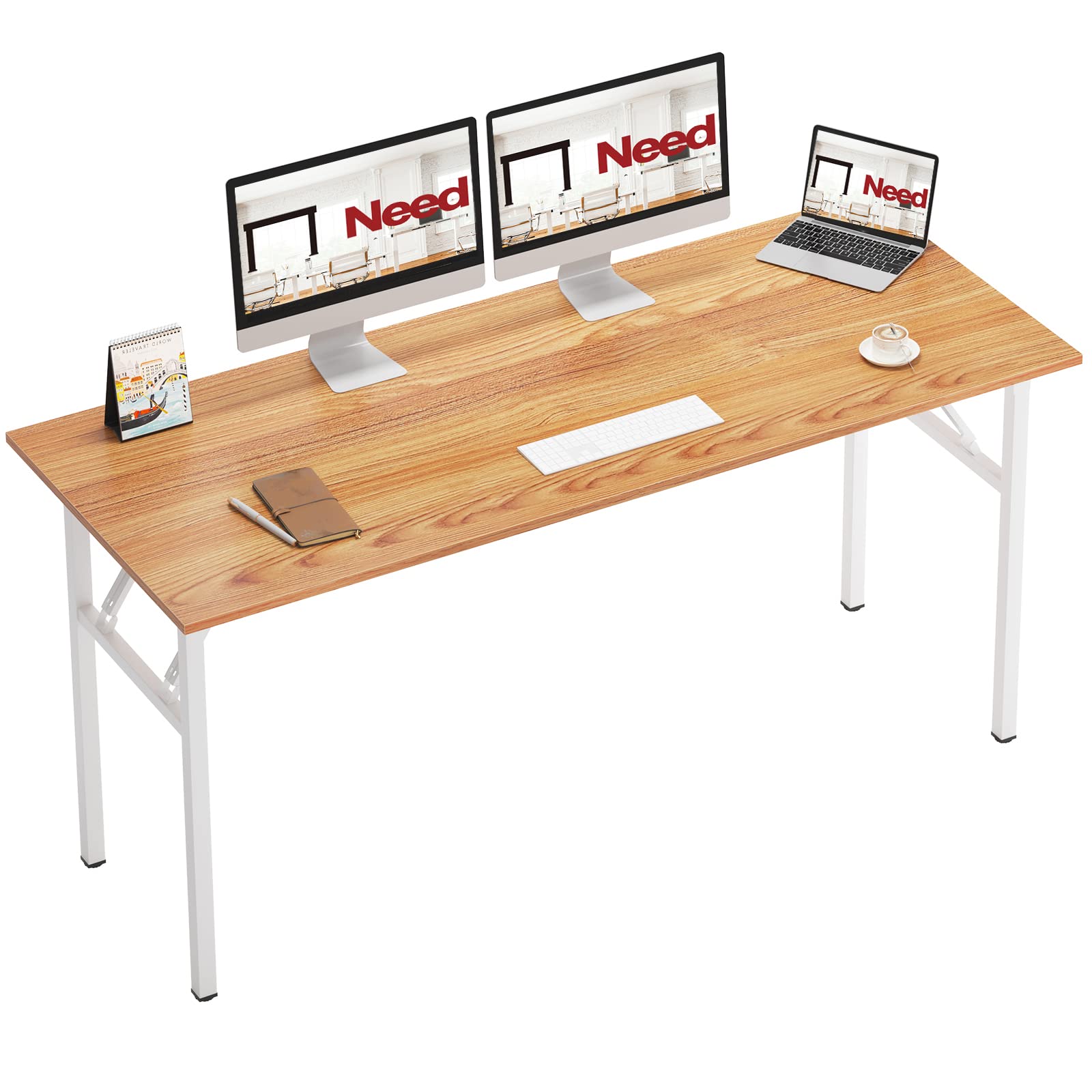 Need Office Computer Desk - 47.2L Sturdy and Heavy Duty Folding Laptop Table,Writing Table/Home Office Desk/Sewing Table,No Assembly Required,Rustic Brown AC5FB(120 * 60)