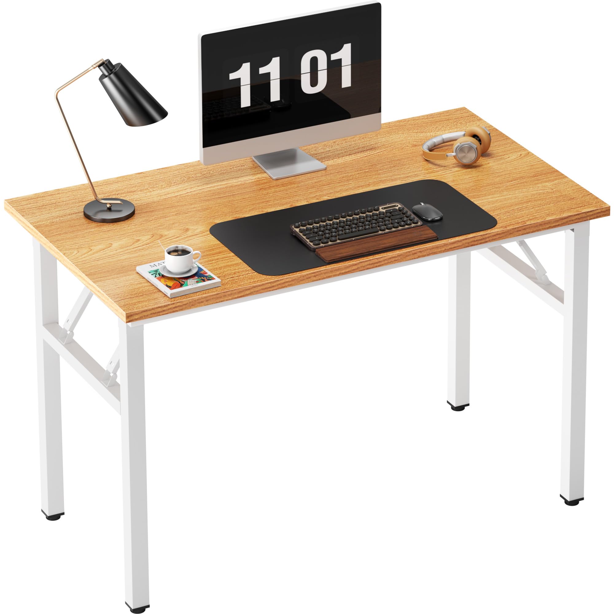 Need Folding Desk, 54 inch Large Computer Desk for Home Office, No Install Needed Study Student Writing Table Desk Workstation, Rustic Brown