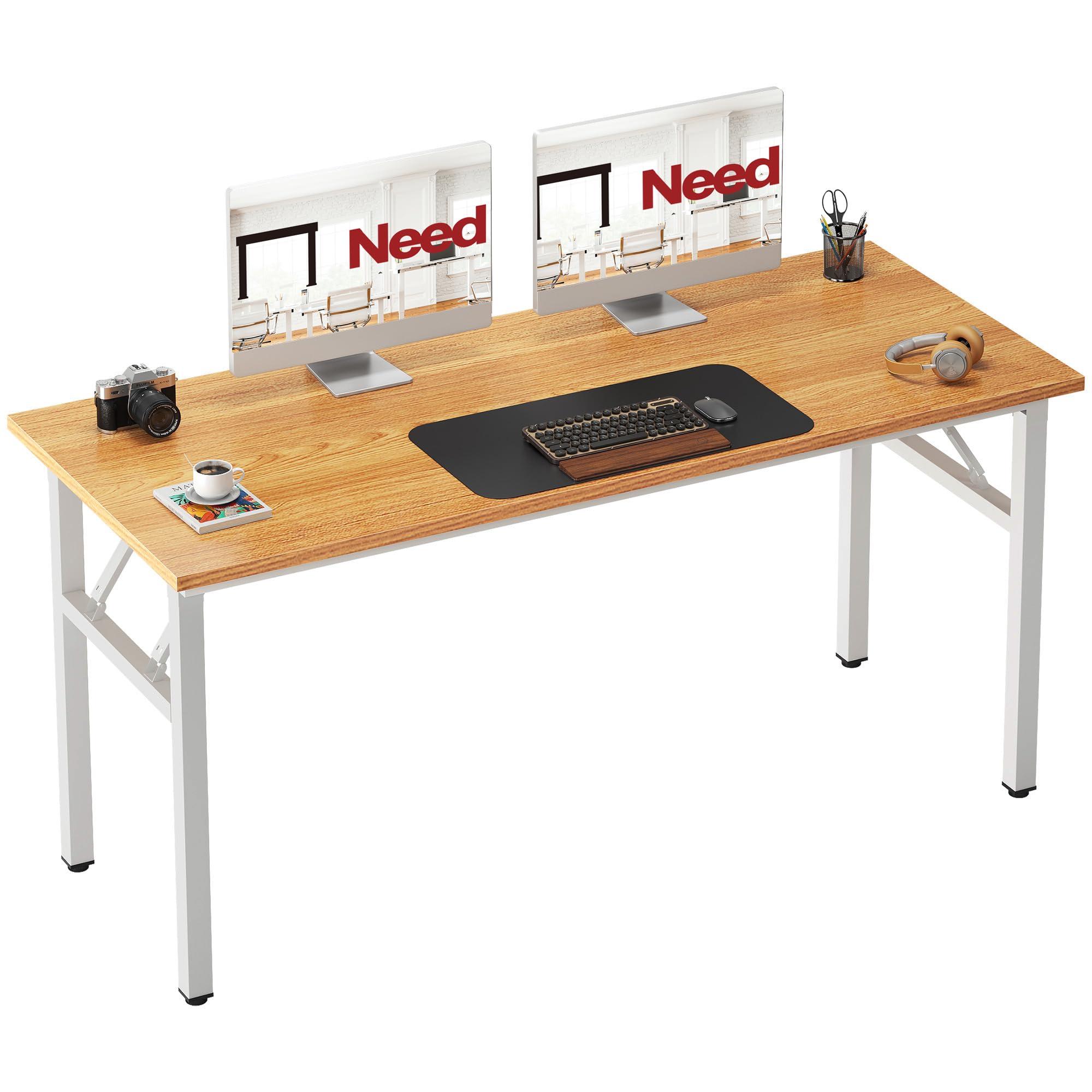 Need Office Computer Desk - 47.2L Sturdy and Heavy Duty Folding Laptop Table,Writing Table/Home Office Desk/Sewing Table,No Assembly Required,Rustic Brown AC5FB(120 * 60)