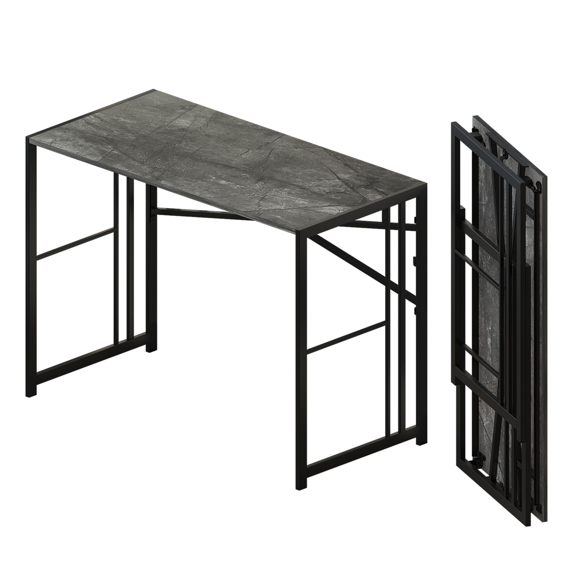 Lutown Teen Folding Computer Desk - 32 inch, Writing & Gaming, Small Space Office Desk, Black, No Assembly Required