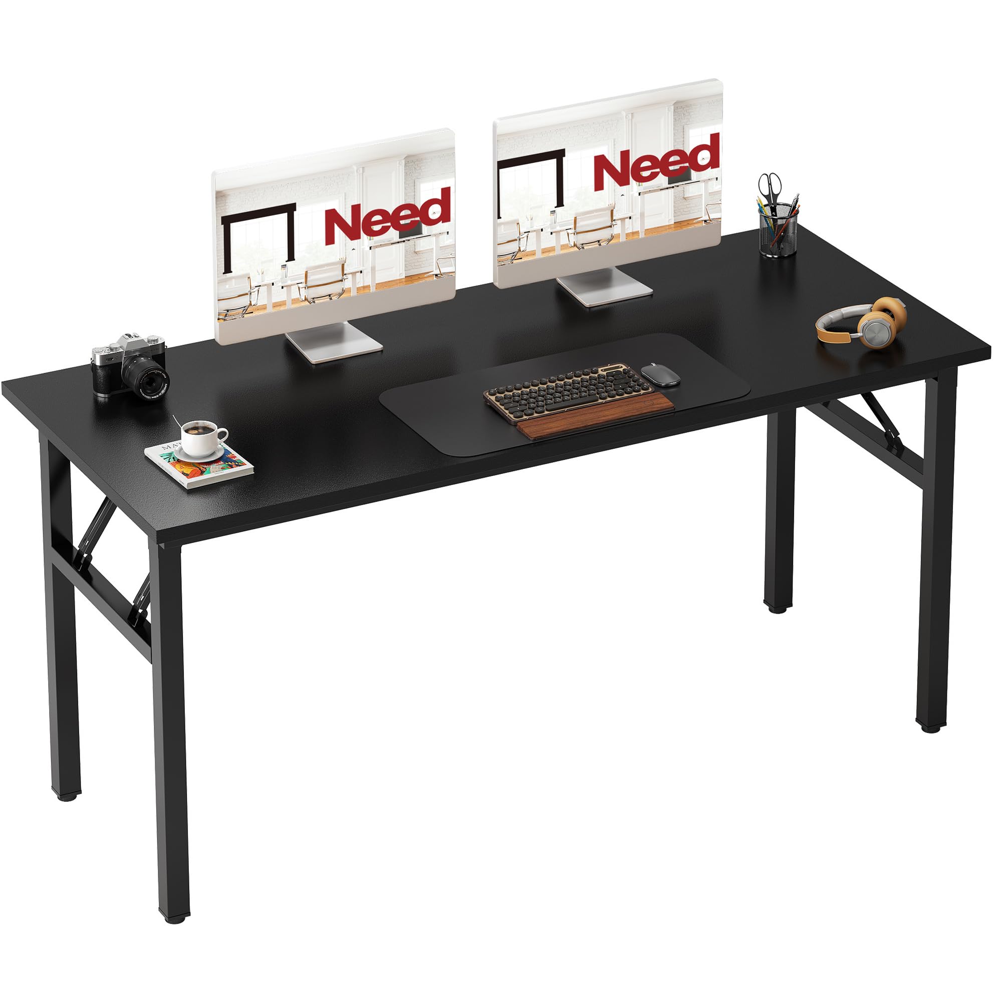 Need Office Computer Desk - 47.2L Sturdy and Heavy Duty Folding Laptop Table,Writing Table/Home Office Desk/Sewing Table,No Assembly Required,Rustic Brown AC5FB(120 * 60)