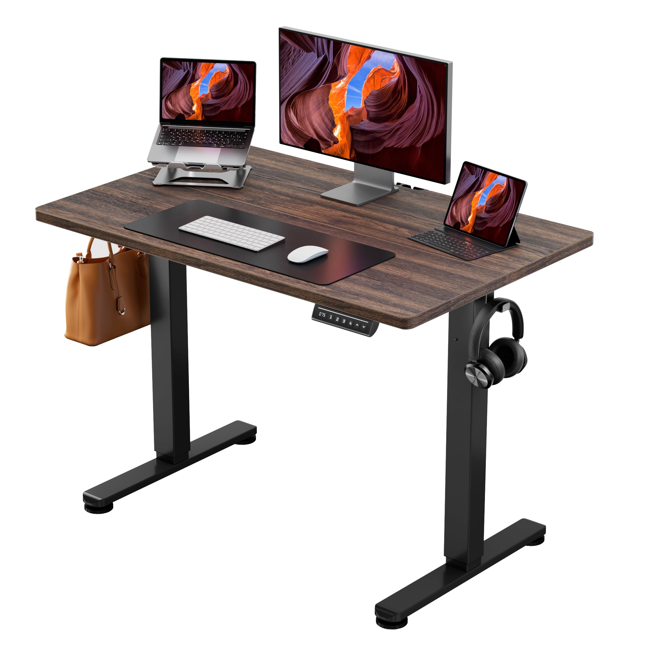 ErGear Height Adjustable Electric Standing Desk, 48 x 24 Inches Sit Stand up Desk, Memory Computer Home Office Desk, Black