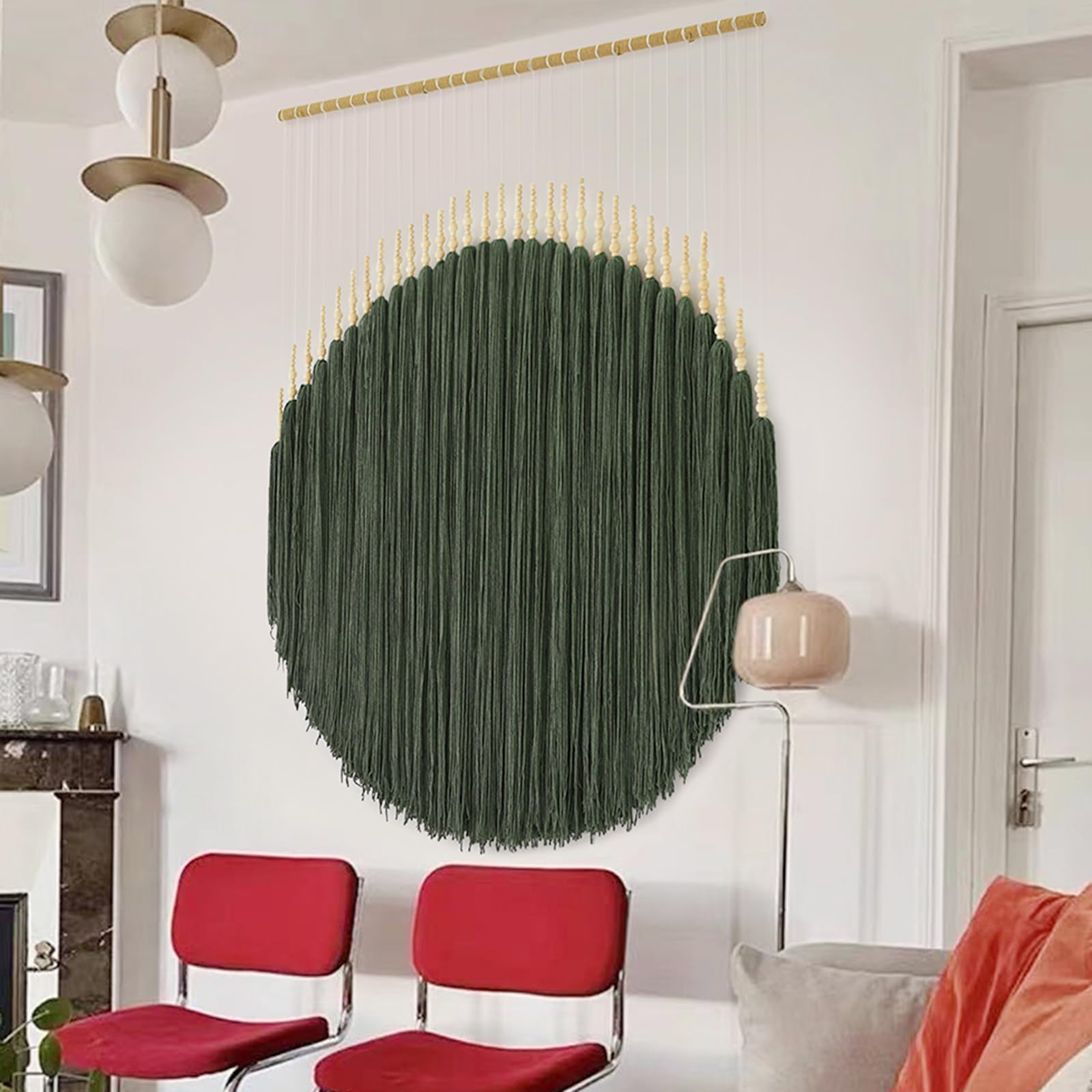 IOWER Macrame Wall Hanging Yarn Boho Wall Decor Wave Tassel Home Wall Aesthetic Living Rooms Bedrooms Offices Geometric Art Chic Home Decor 47" W x 39" L