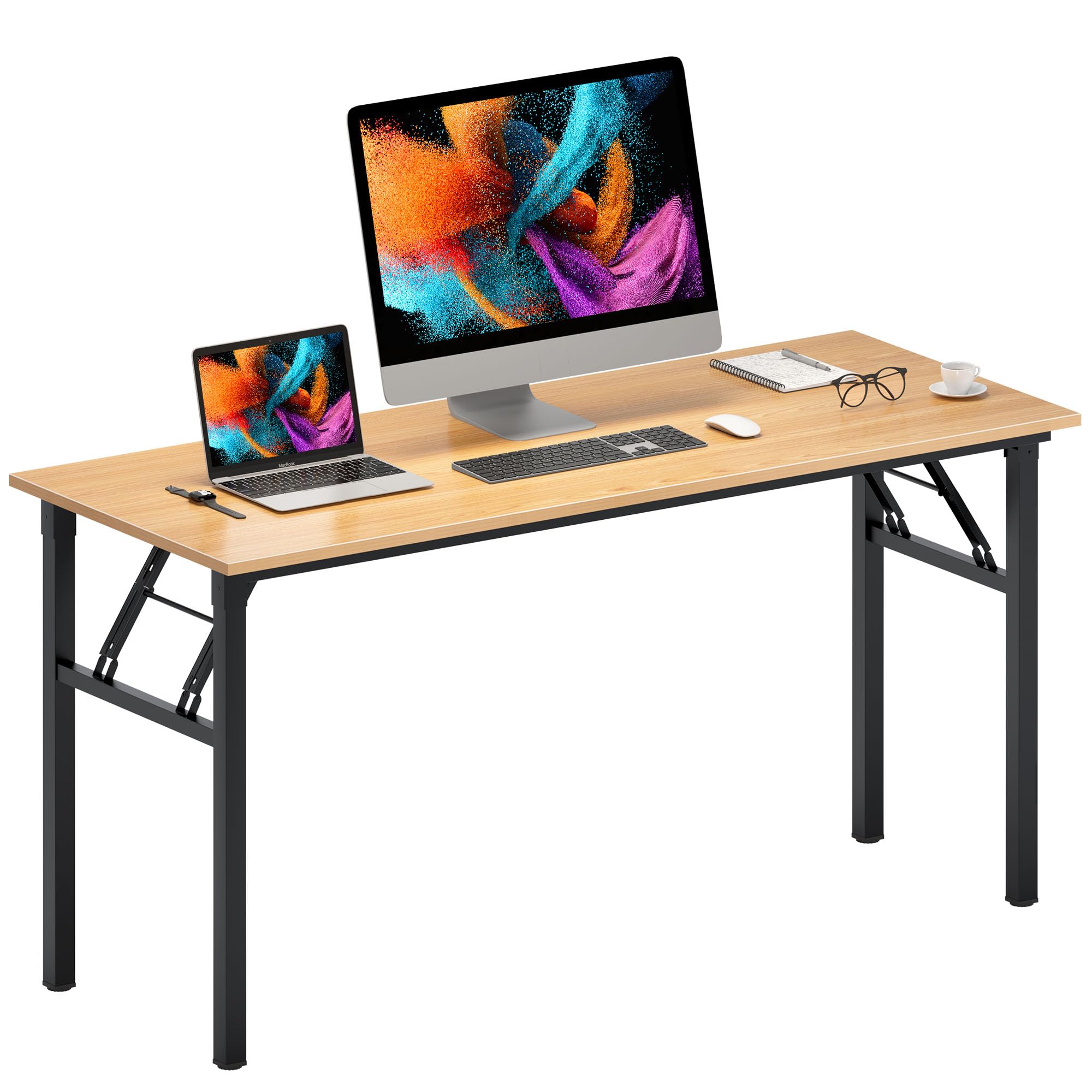 Need Office Computer Desk - 47.2L Sturdy and Heavy Duty Folding Laptop Table,Writing Table/Home Office Desk/Sewing Table,No Assembly Required,Rustic Brown AC5FB(120 * 60)