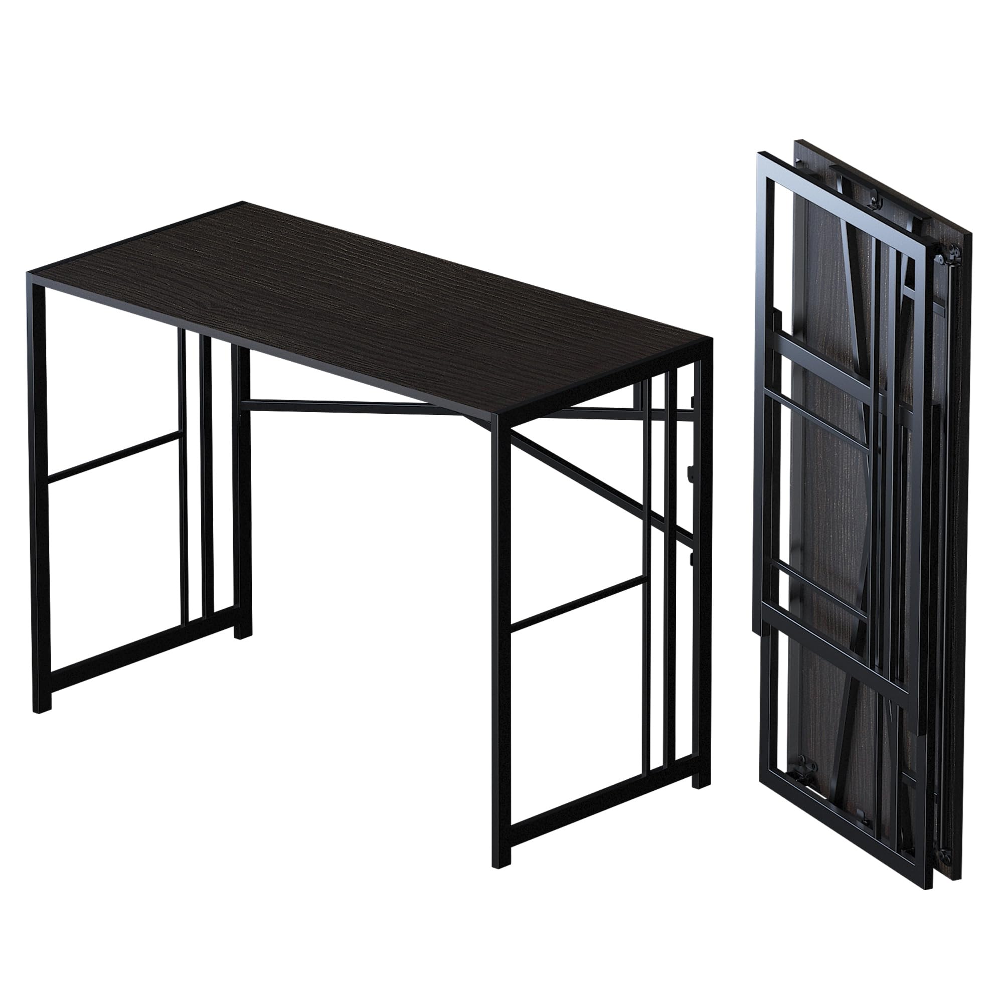Lutown Teen Folding Computer Desk - 32 inch, Writing & Gaming, Small Space Office Desk, Black, No Assembly Required
