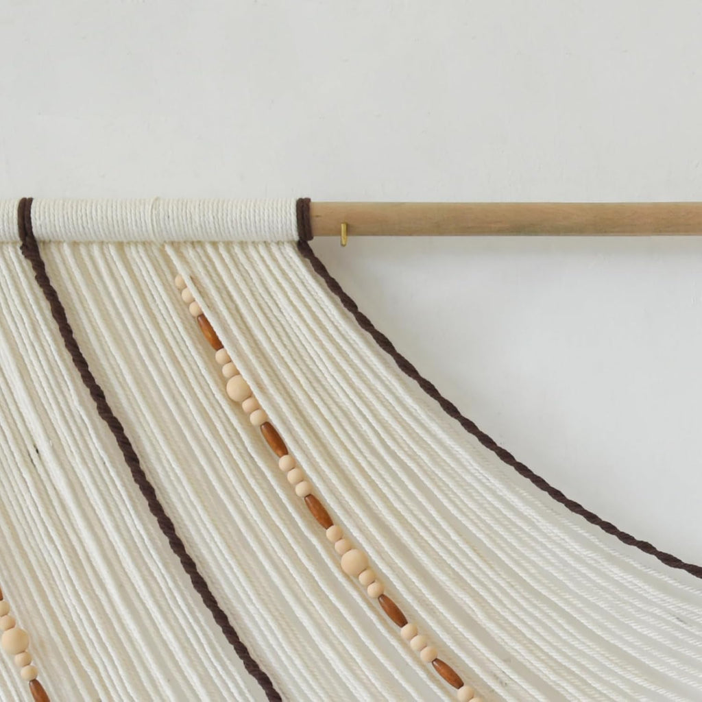 Flber Macrame Wall Hanging Handcrafted Boho Wall Decor Bead Woven Wall Hanging for Bedroom, Living Room, Entryway, Farmhouse or Nursery Bohemian Home Aesthetic 57"x35"