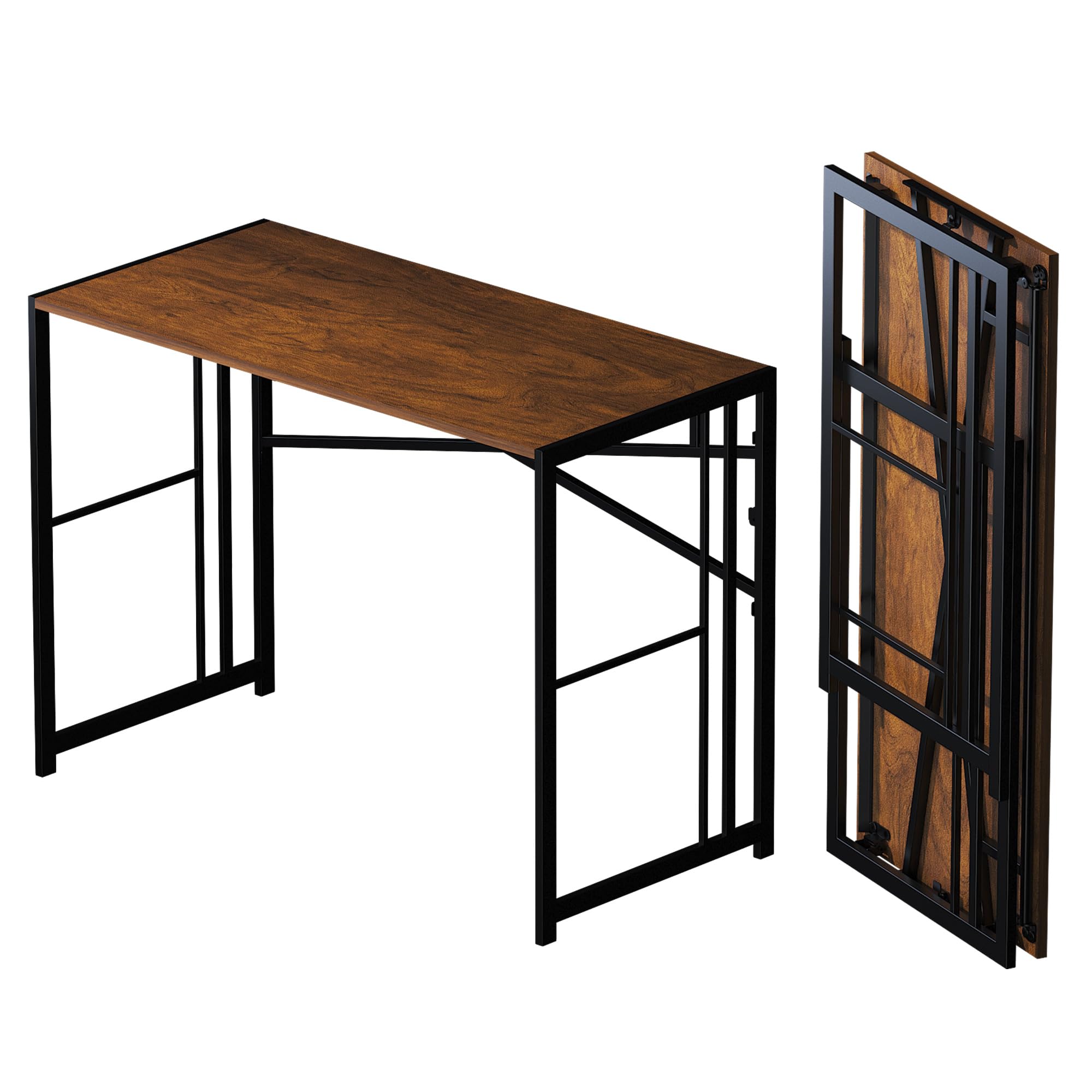Lutown Teen Folding Computer Desk - 32 inch, Writing & Gaming, Small Space Office Desk, Black, No Assembly Required