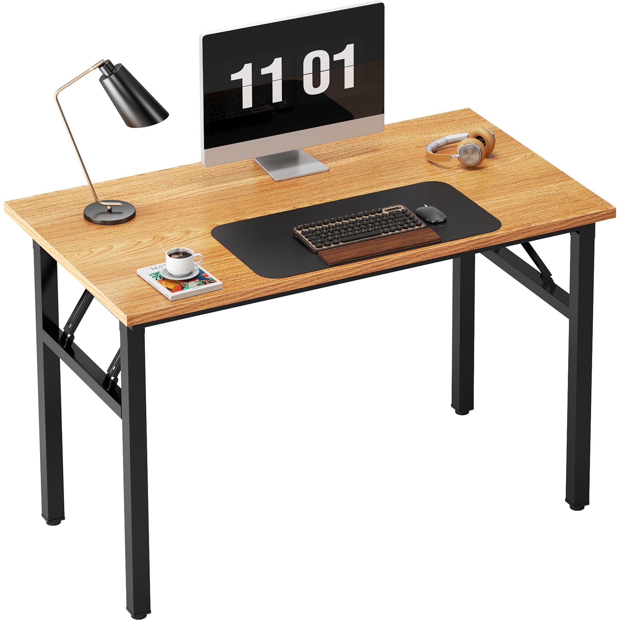 Need Folding Desk, 54 inch Large Computer Desk for Home Office, No Install Needed Study Student Writing Table Desk Workstation, Rustic Brown