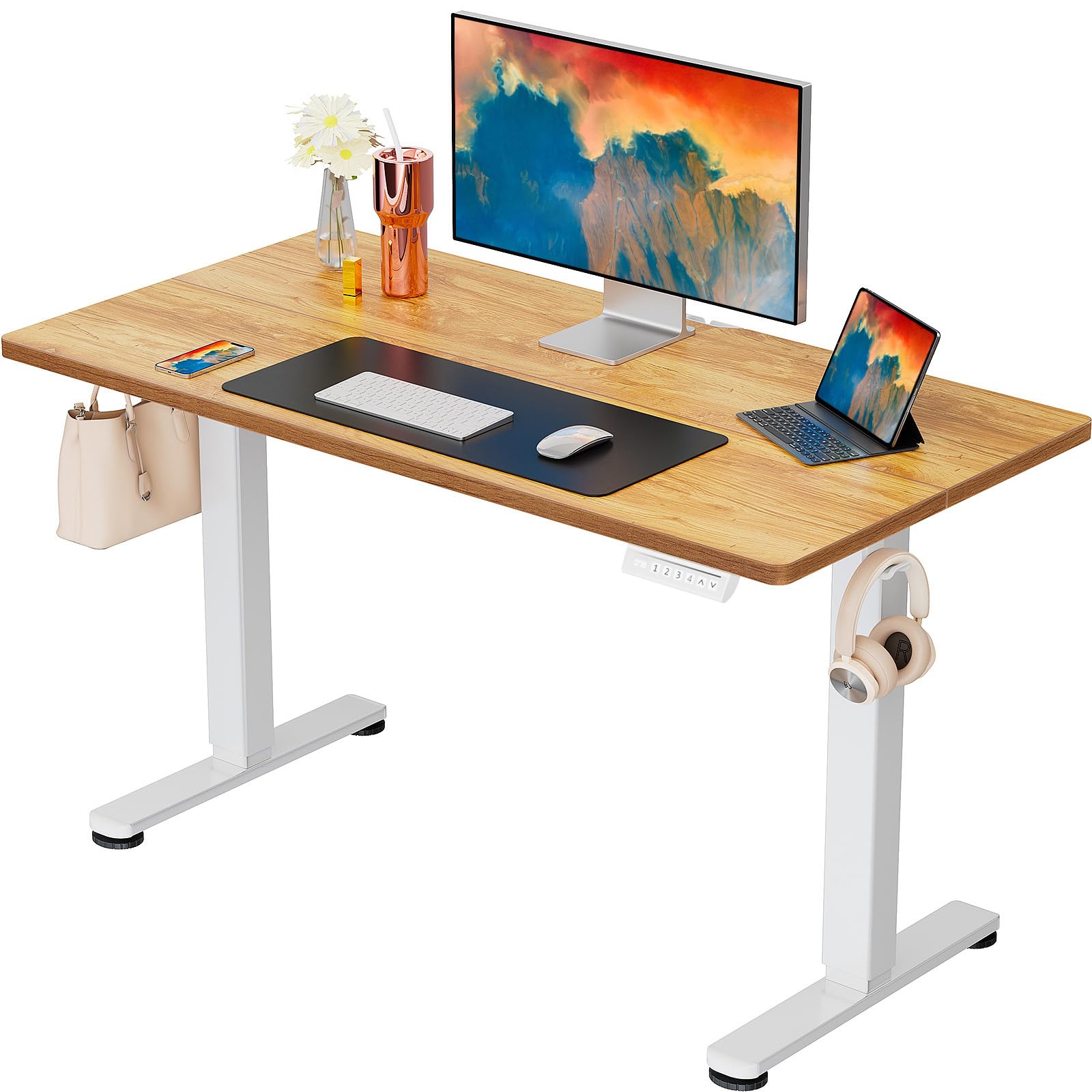 ErGear Height Adjustable Electric Standing Desk, 48 x 24 Inches Sit Stand up Desk, Memory Computer Home Office Desk, Black