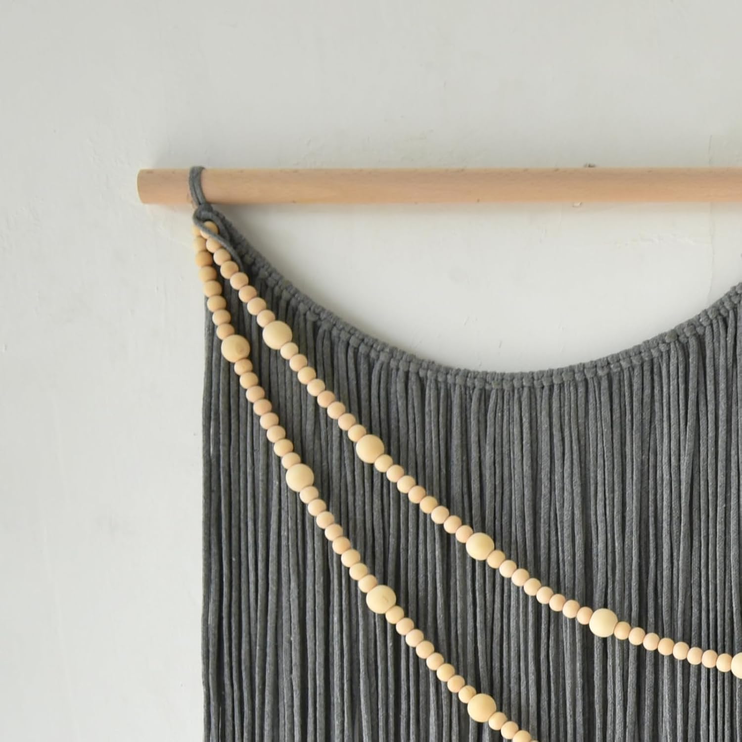 Flber Macrame Wall Hanging Boho Wall Art Beads Tassels Modern for Living Room Bedroom Large Geometric Wall Decor 57" W x 39" L