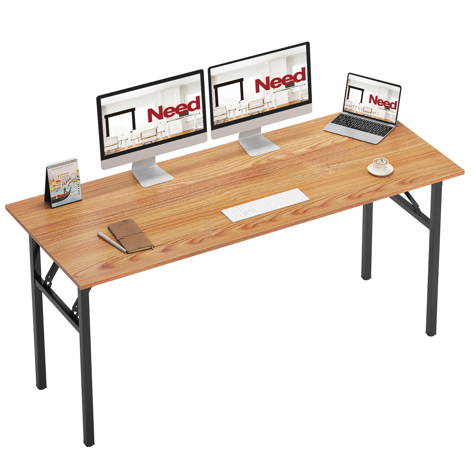 Need Office Computer Desk - 47.2L Sturdy and Heavy Duty Folding Laptop Table,Writing Table/Home Office Desk/Sewing Table,No Assembly Required,Rustic Brown AC5FB(120 * 60)