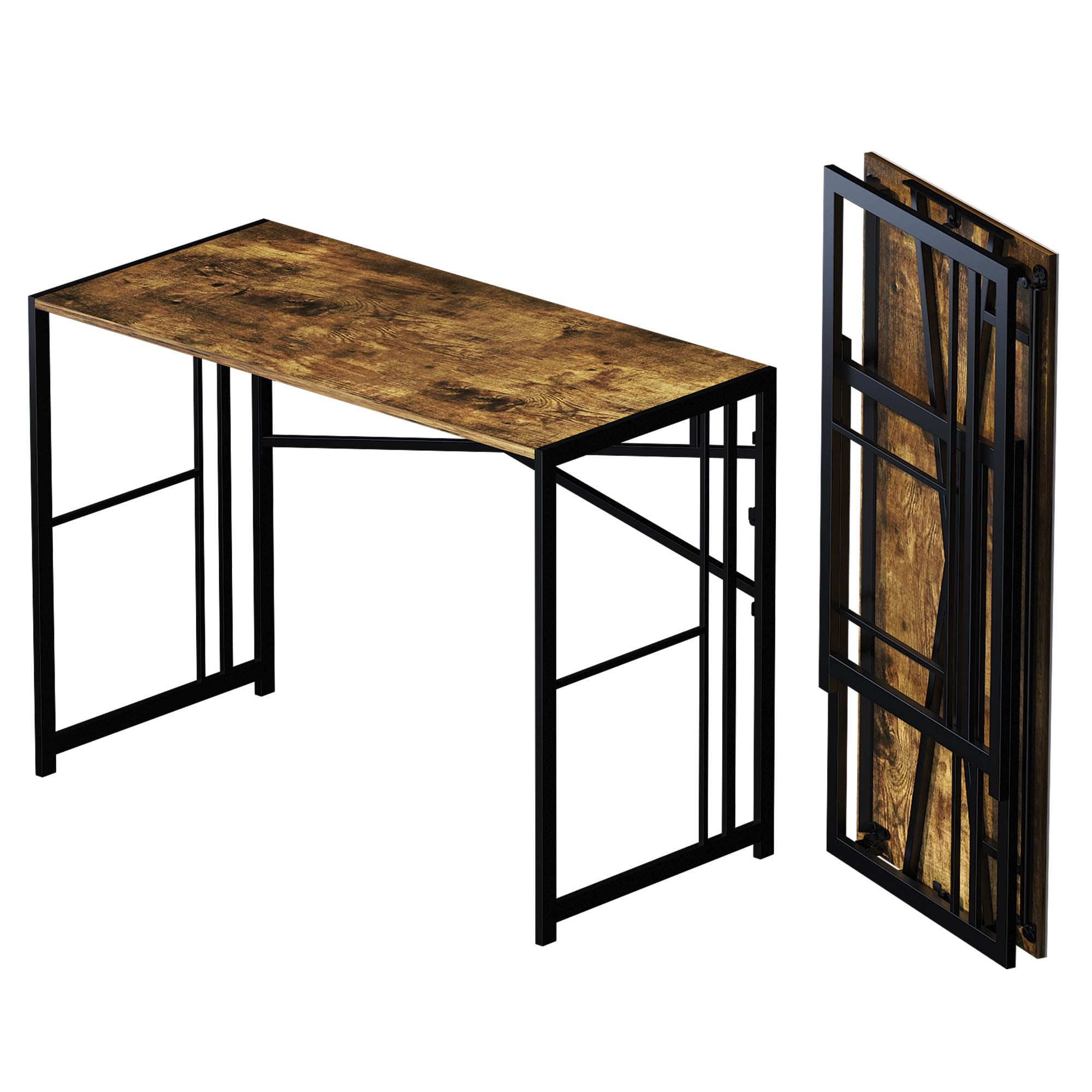Lutown Teen Folding Computer Desk - 32 inch, Writing & Gaming, Small Space Office Desk, Black, No Assembly Required