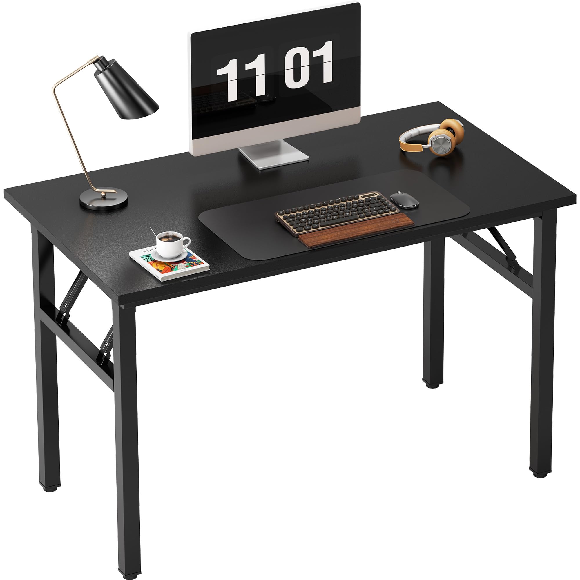 Need Folding Desk, 54 inch Large Computer Desk for Home Office, No Install Needed Study Student Writing Table Desk Workstation, Rustic Brown