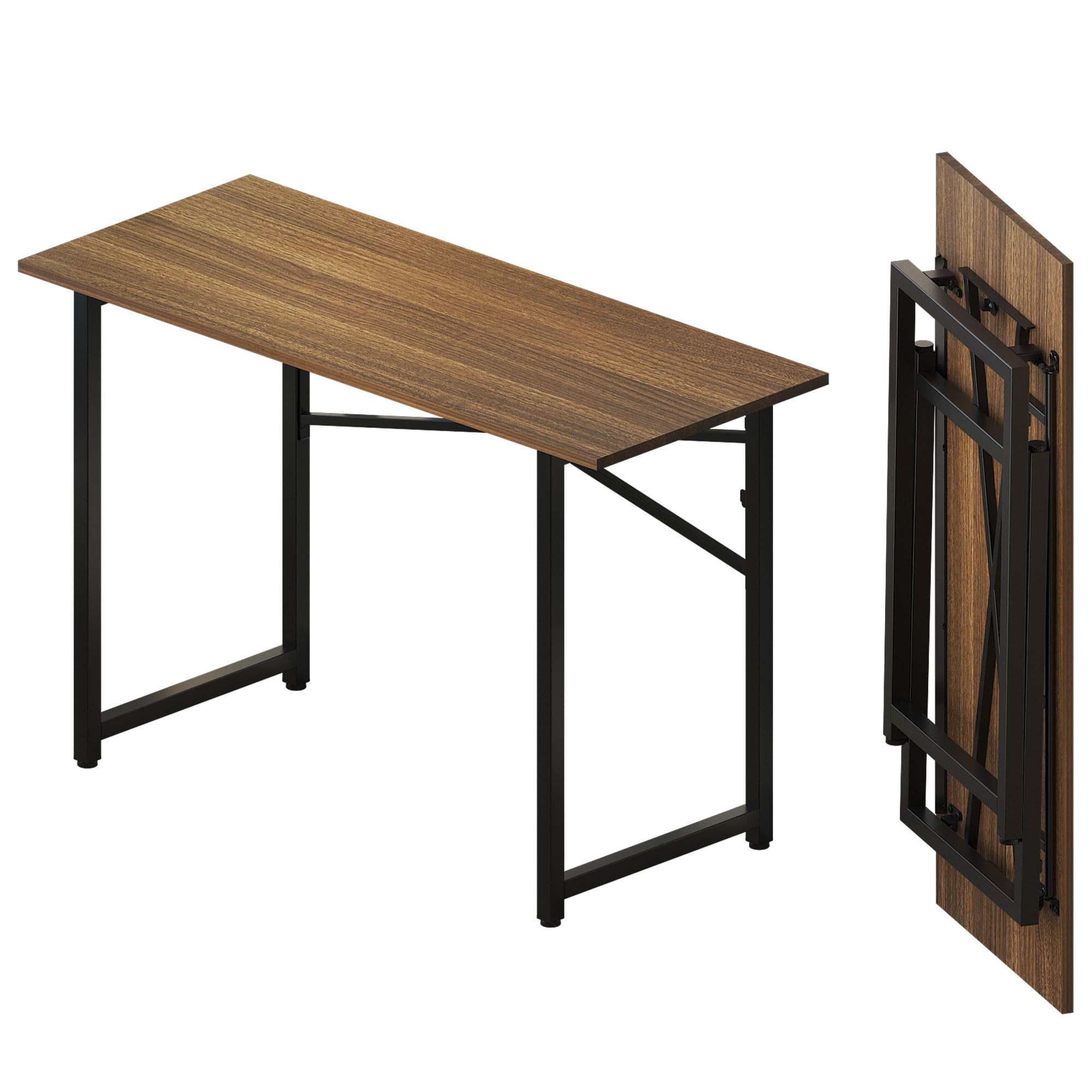 Lutown Teen Folding Computer Desk - 32 inch, Writing & Gaming, Small Space Office Desk, Black, No Assembly Required