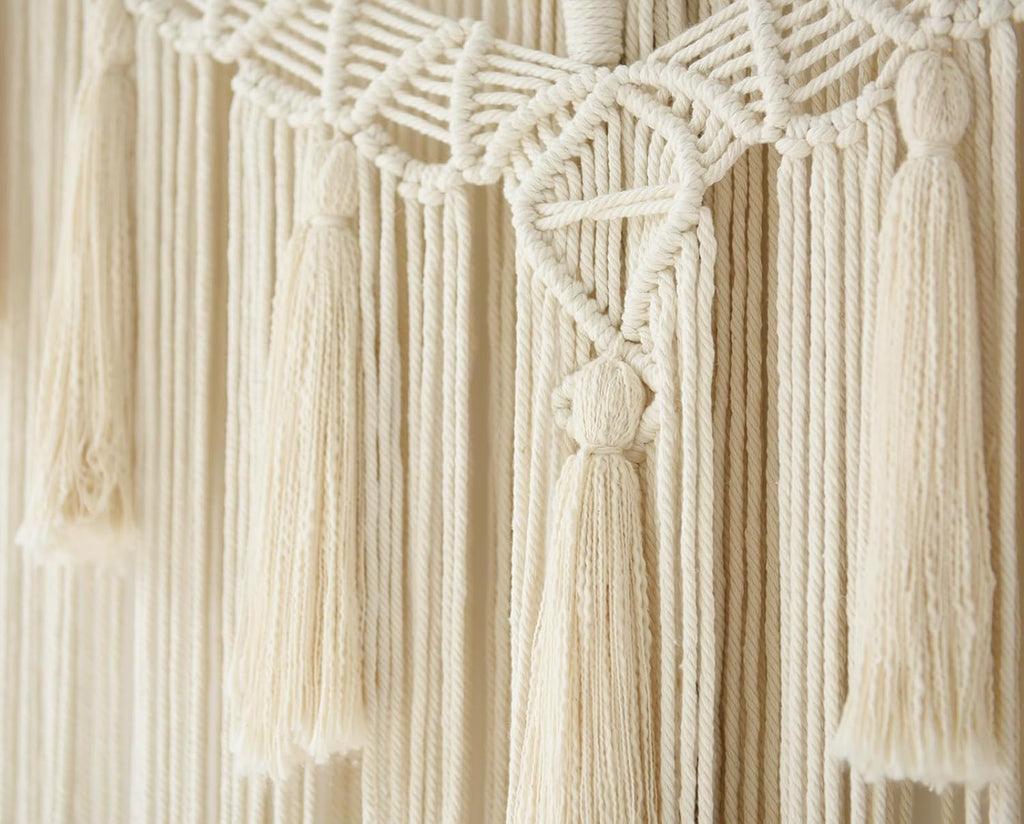 Jakalin Large Macrame Wall Hanging Handmade Art Home Decor 47" Wx 55" L Boho Wall Decor Wedding Bedroom Living Room Handmade Yarn Wall Art