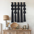 Macrame Wall Hanging Boho Home Decor Handmade Cotton Fiber Art with Neutral Ivory Tassels Modern Bohemian Wall Decor for Living Room Bedroom Apartment 27" W x 22" L