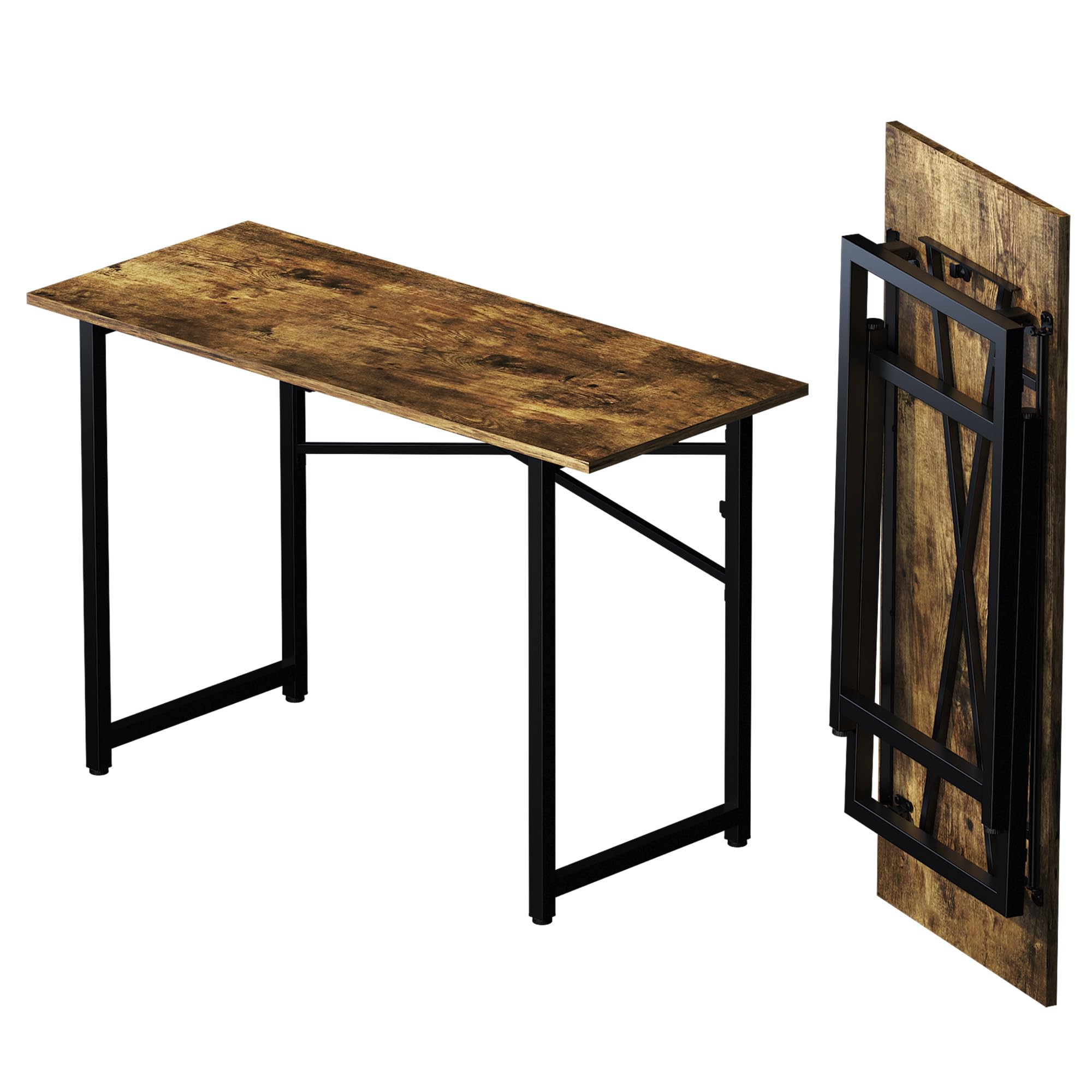 Lutown Teen Folding Computer Desk - 32 inch, Writing & Gaming, Small Space Office Desk, Black, No Assembly Required