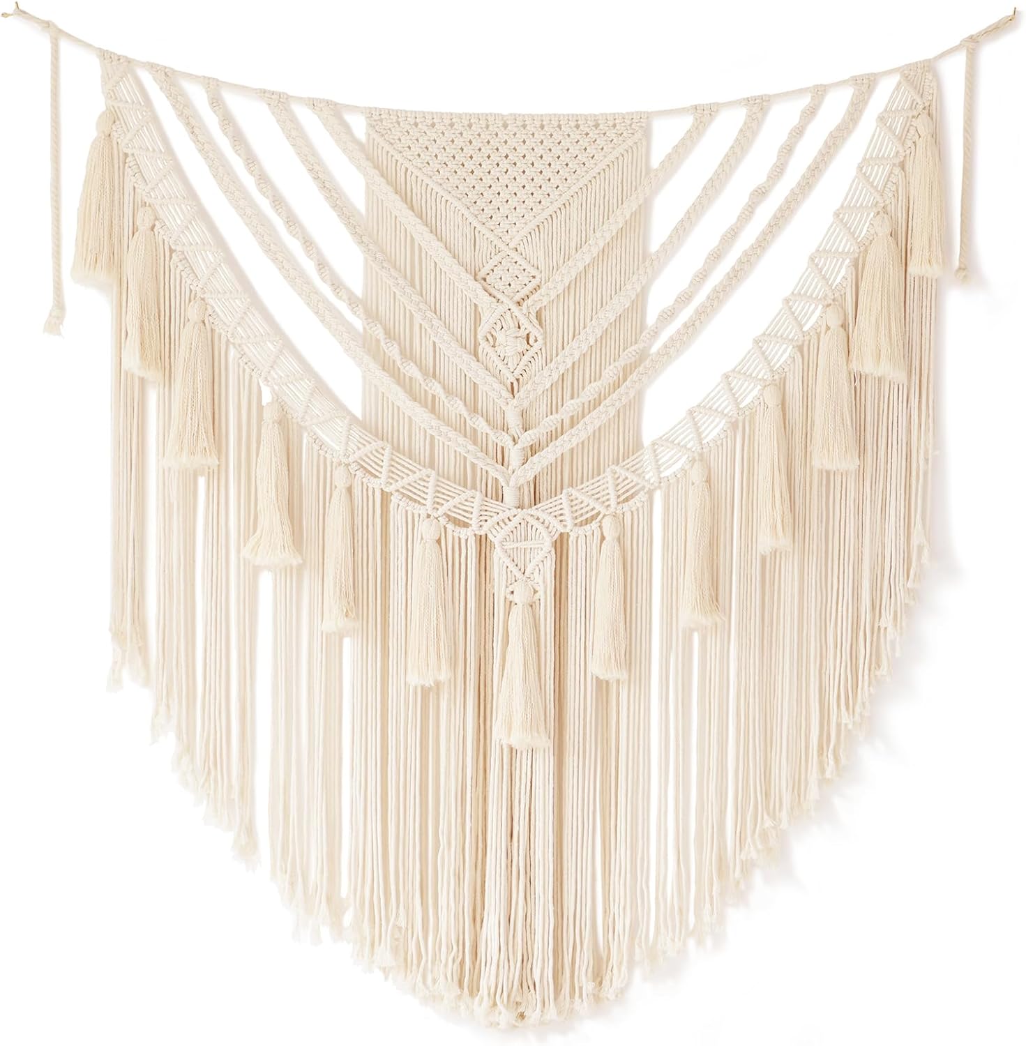 Jakalin Large Macrame Wall Hanging Handmade Art Home Decor 47" Wx 55" L Boho Wall Decor Wedding Bedroom Living Room Handmade Yarn Wall Art