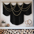 Flber Macrame Wall Hanging Boho Wall Art Beads Tassels Modern for Living Room Bedroom Large Geometric Wall Decor 57" W x 39" L