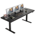 OffiGo 71 Inch Executive Electric Standing Desk, Height Adjustable Desk with Power Outlet & 1.38" Thick 3-Piece Desktop, Sit Stand Computer Desk for Home, Office, Conference Room, Rustic Brown