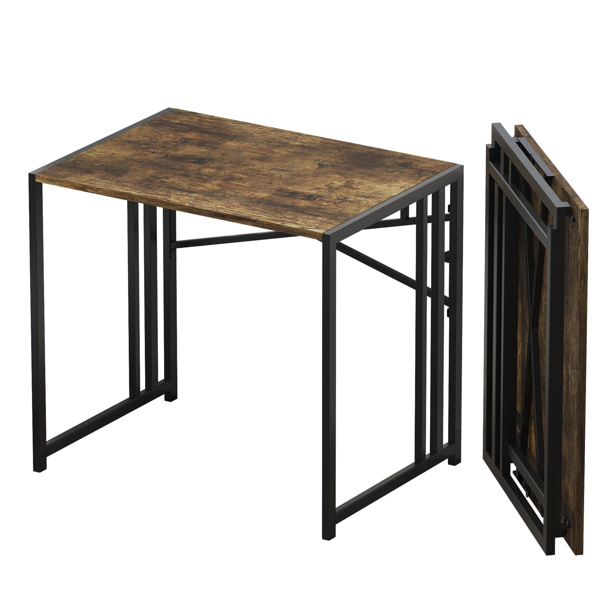 Lutown Teen Folding Computer Desk - 32 inch, Writing & Gaming, Small Space Office Desk, Black, No Assembly Required