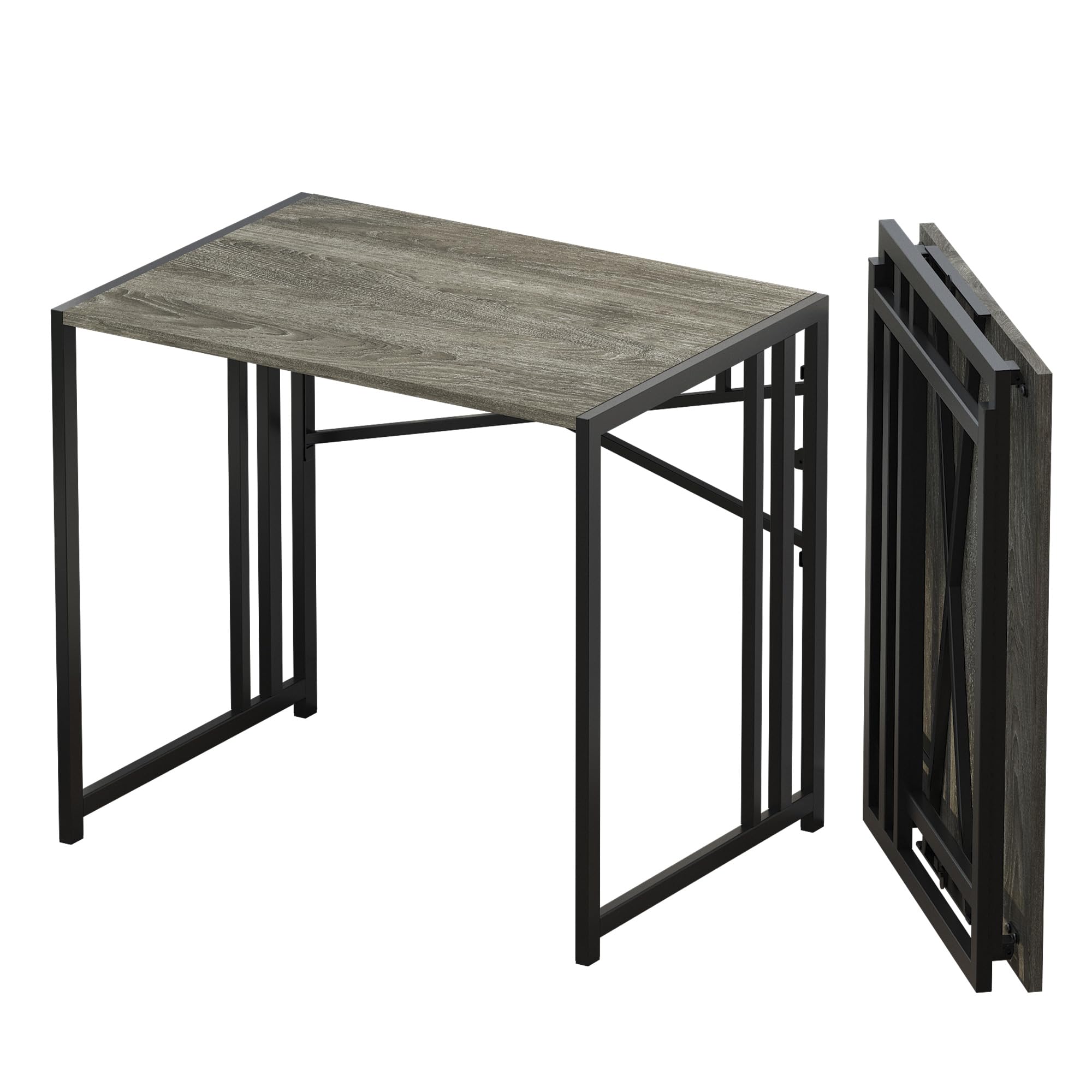 Lutown Teen Folding Computer Desk - 32 inch, Writing & Gaming, Small Space Office Desk, Black, No Assembly Required