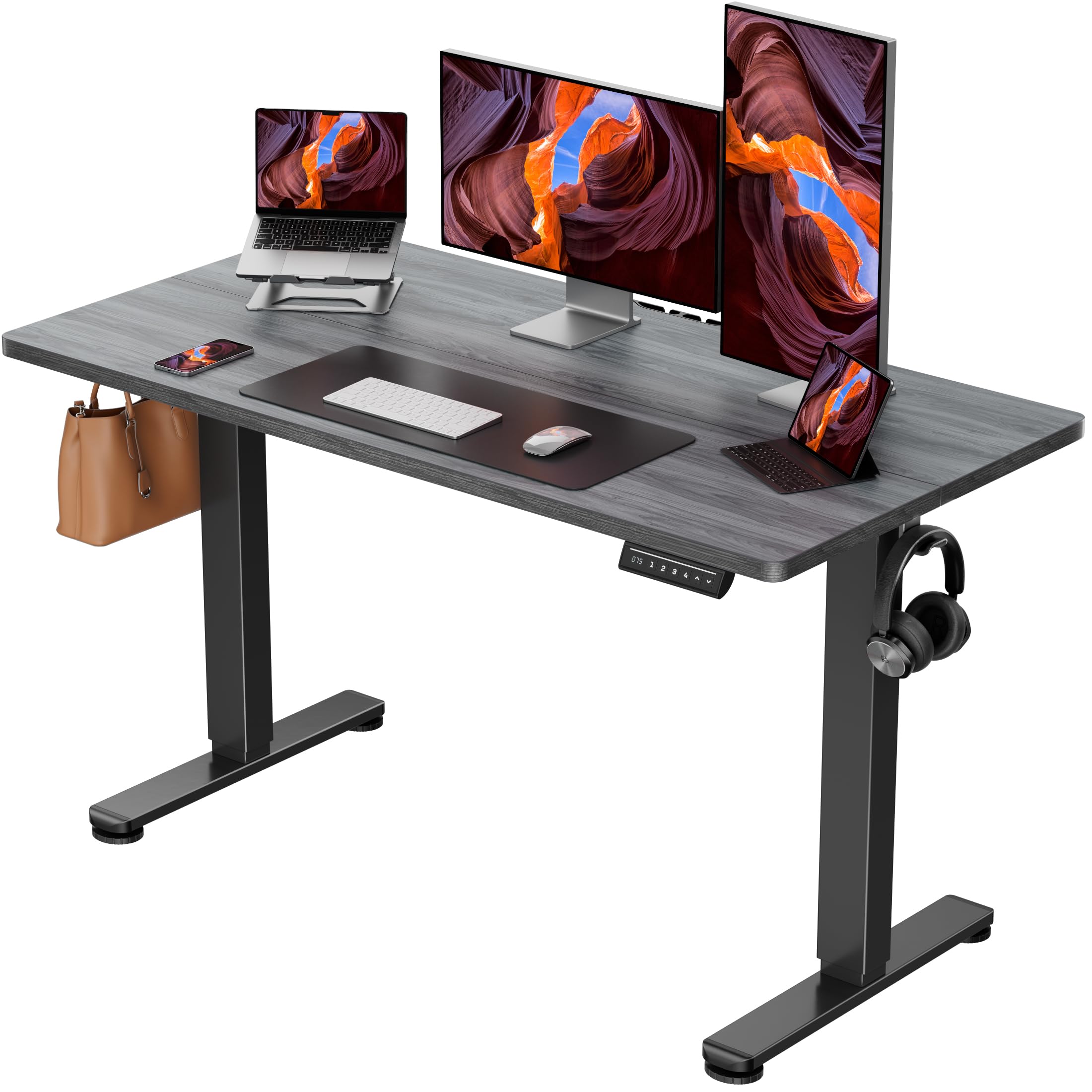 ErGear Height Adjustable Electric Standing Desk, 48 x 24 Inches Sit Stand up Desk, Memory Computer Home Office Desk, Black