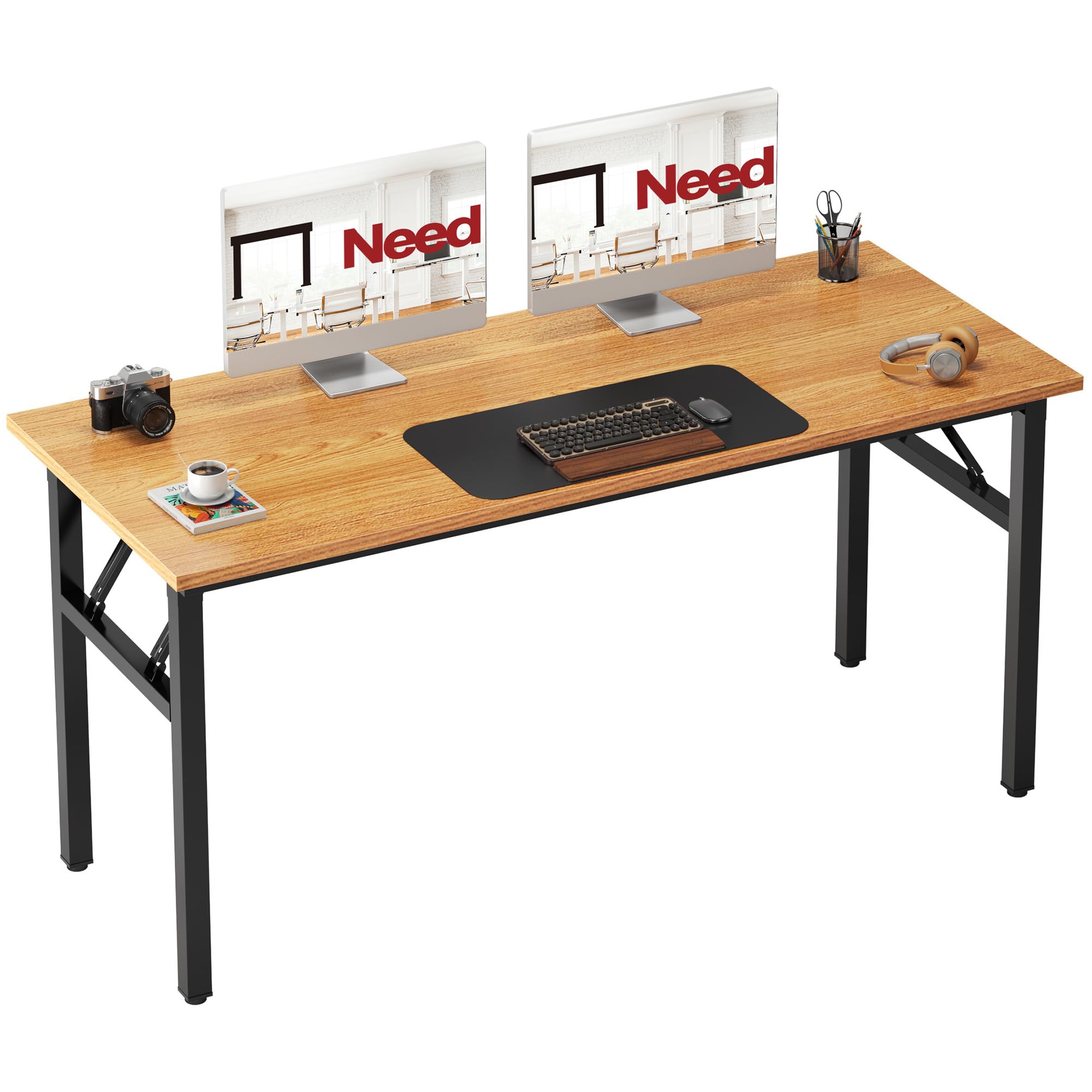 Need Office Computer Desk - 47.2L Sturdy and Heavy Duty Folding Laptop Table,Writing Table/Home Office Desk/Sewing Table,No Assembly Required,Rustic Brown AC5FB(120 * 60)