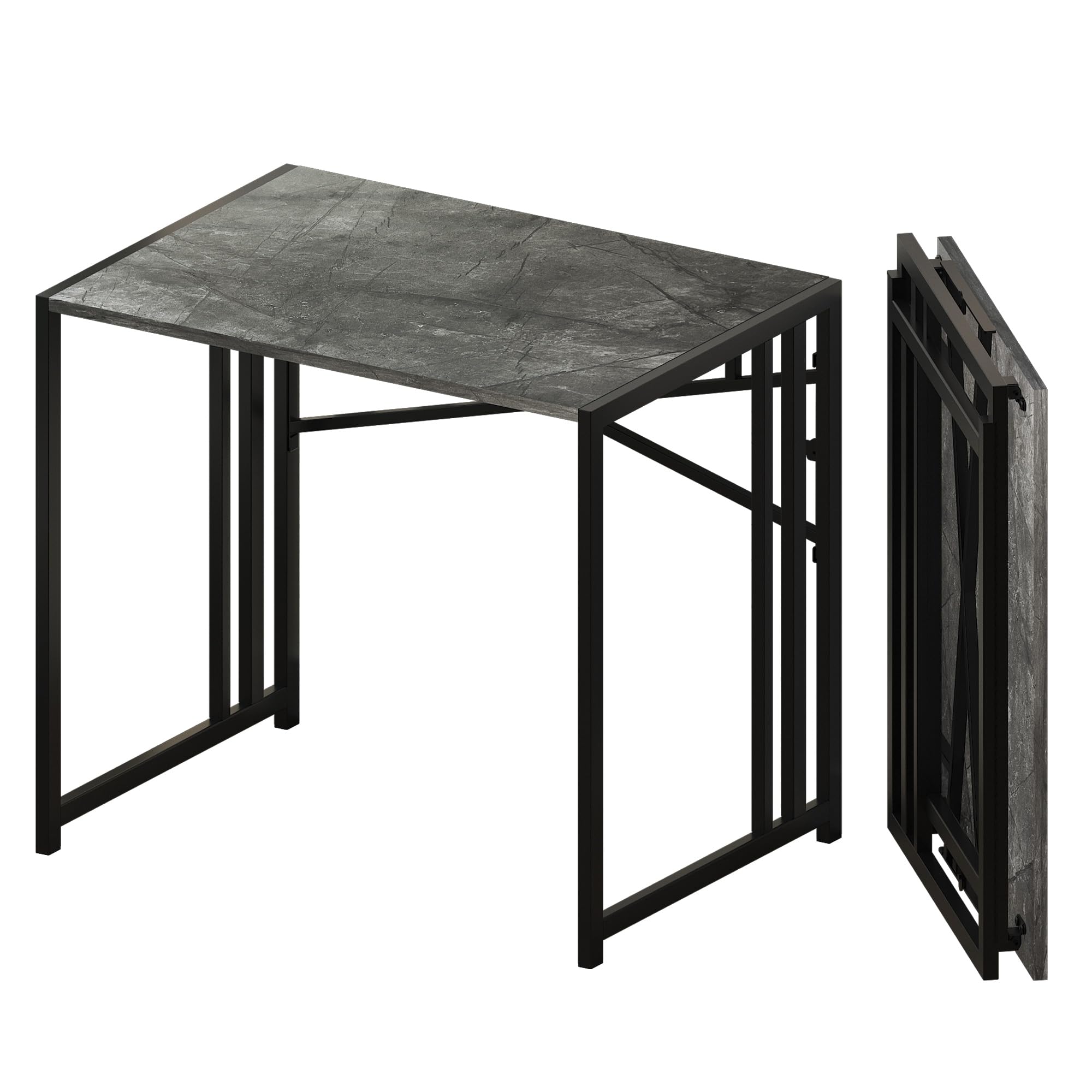 Lutown Teen Folding Computer Desk - 32 inch, Writing & Gaming, Small Space Office Desk, Black, No Assembly Required