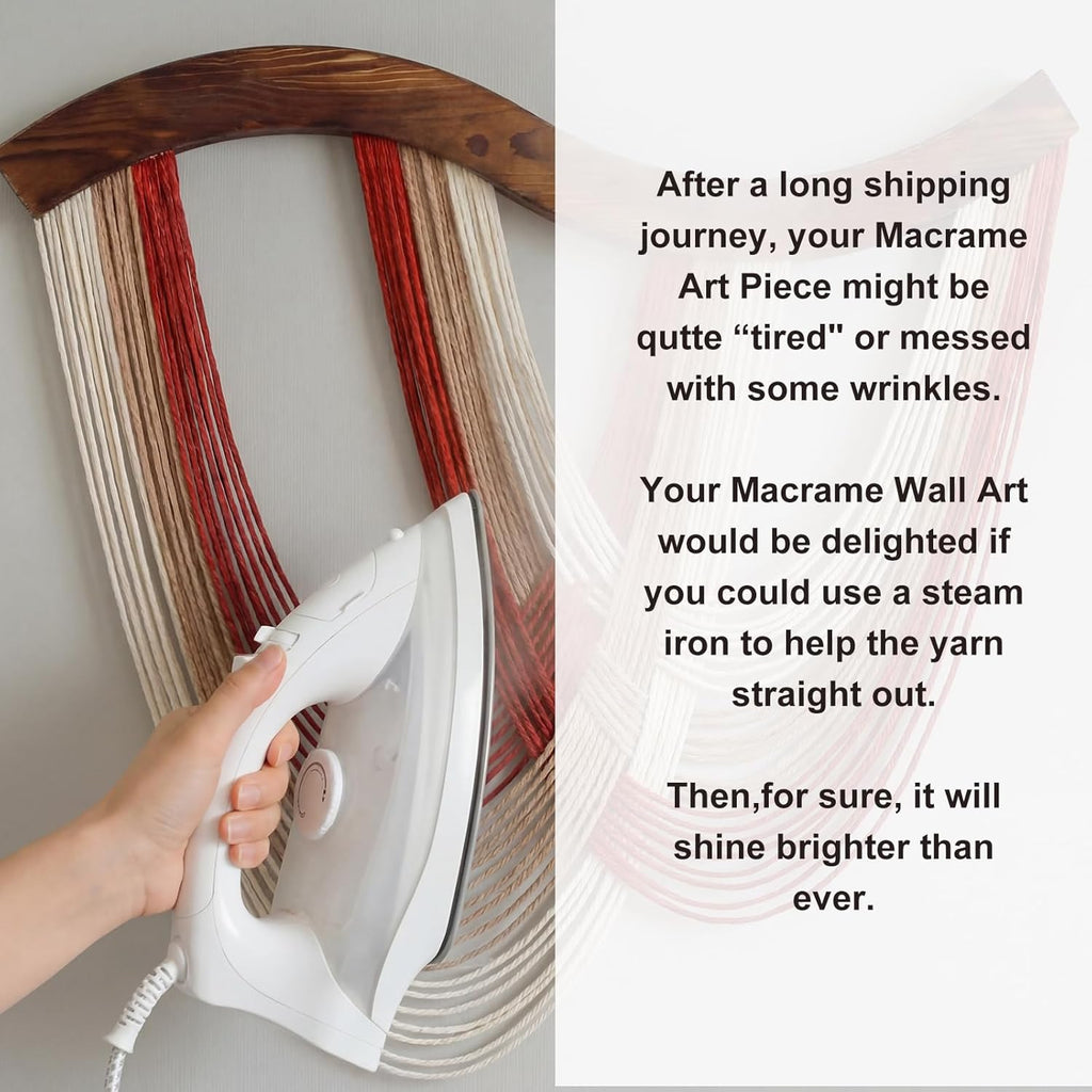 Mindsoft Warm Neutral Macrame Wall Hanging Dip Dyed Yarn Wall Art, Modern Boho Decor Handmade Cotton Rope Tapestry for Bedroom, Living Room, Nursery, 31.5 x 23.6 Inch