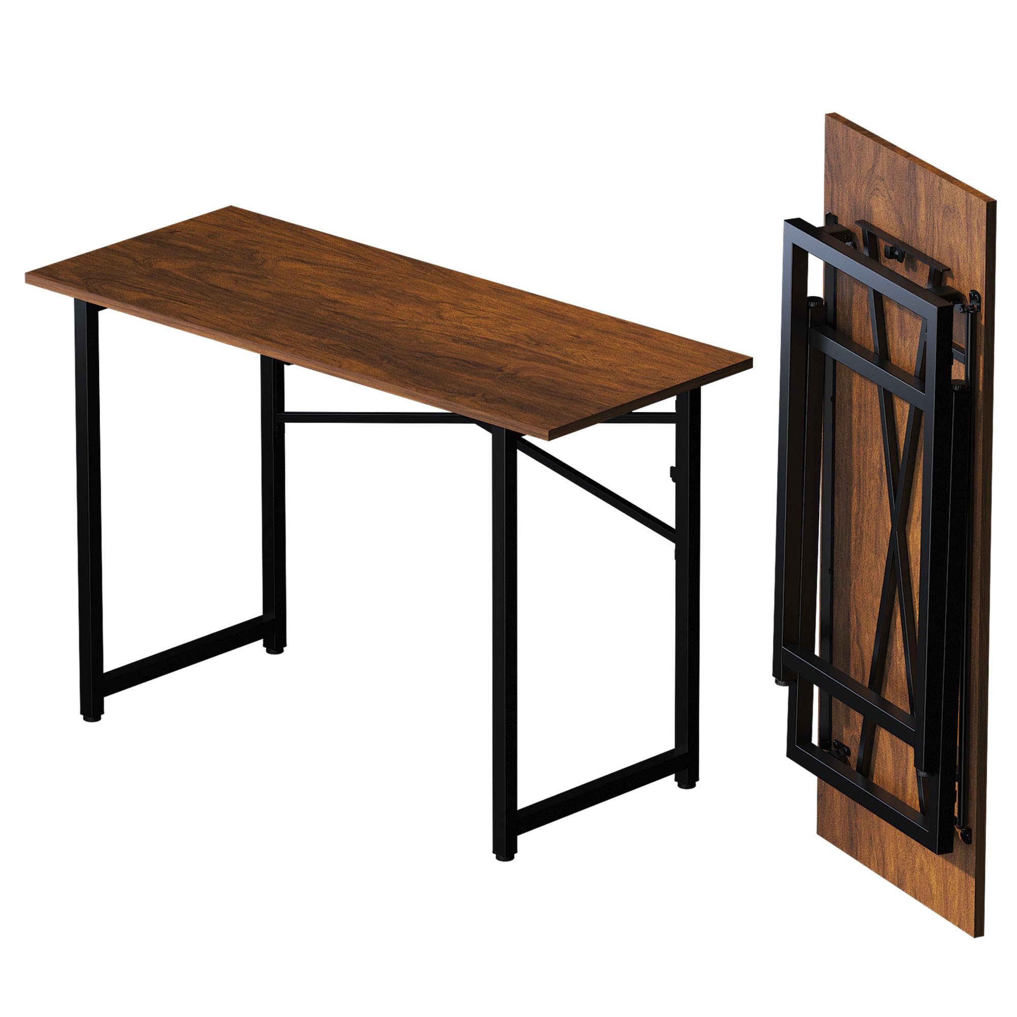 Lutown Teen Folding Computer Desk - 32 inch, Writing & Gaming, Small Space Office Desk, Black, No Assembly Required