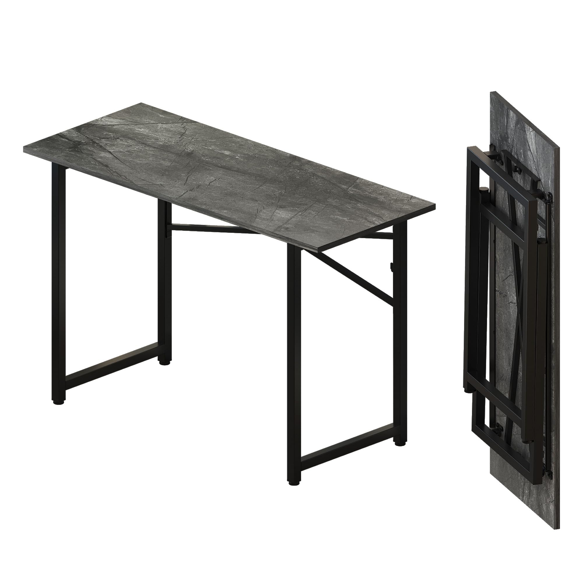 Lutown Teen Folding Computer Desk - 32 inch, Writing & Gaming, Small Space Office Desk, Black, No Assembly Required